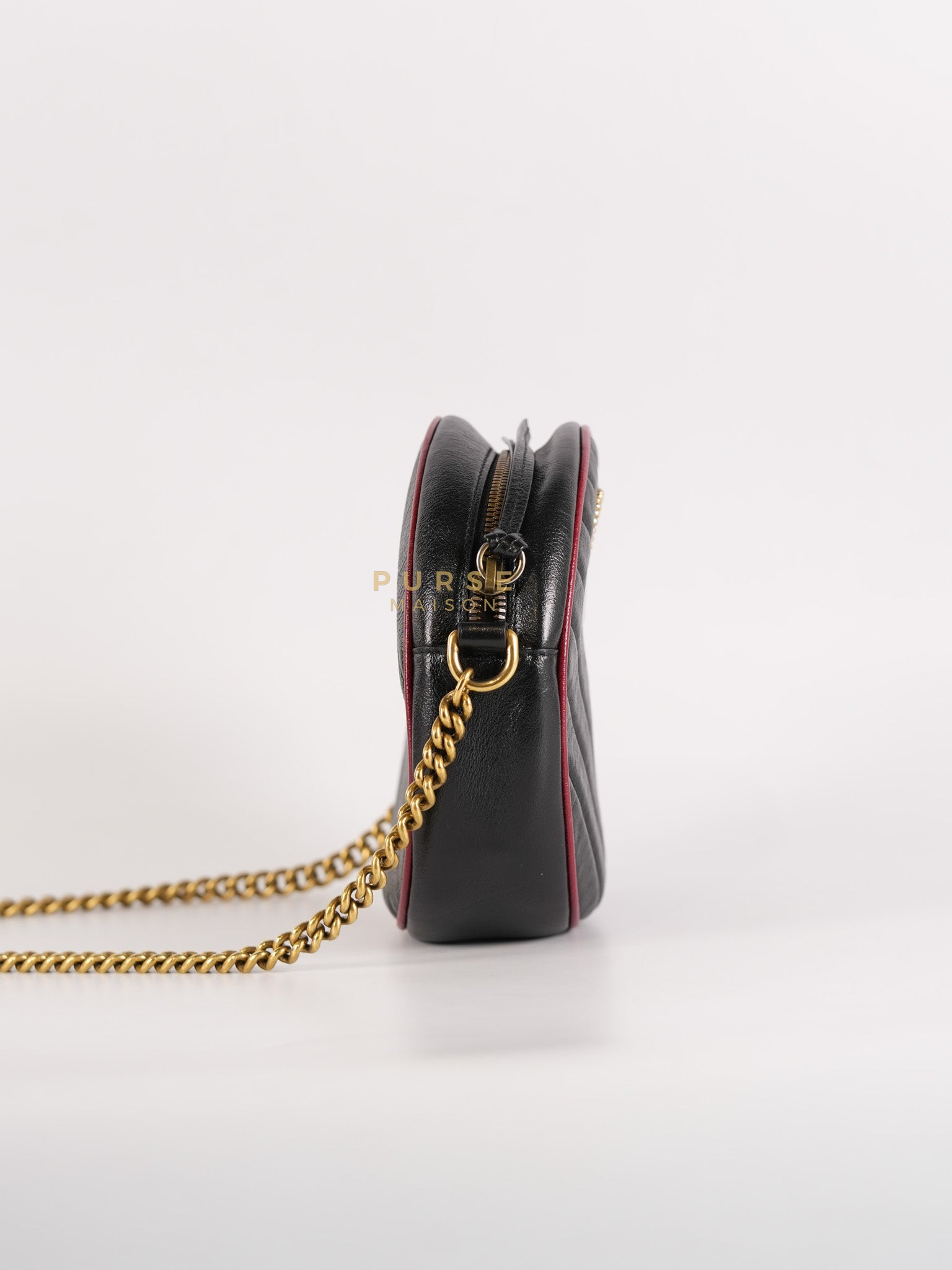 Marmont Black/Red Torchon Round Chain Bag | Purse Maison Luxury Bags Shop