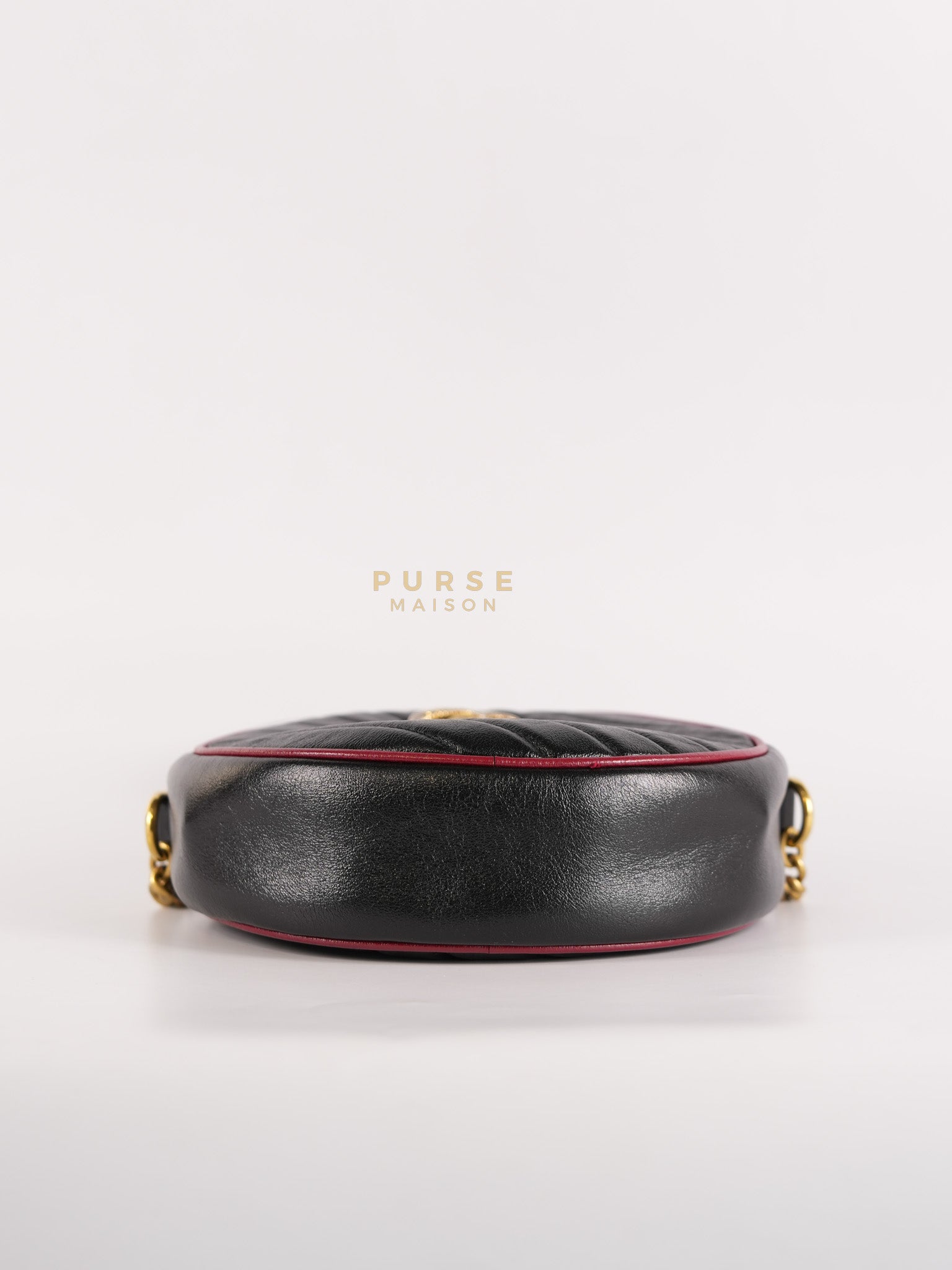Marmont Black/Red Torchon Round Chain Bag | Purse Maison Luxury Bags Shop