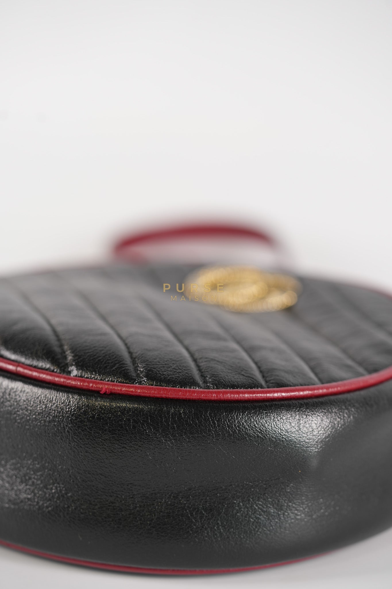 Marmont Black/Red Torchon Round Chain Bag | Purse Maison Luxury Bags Shop