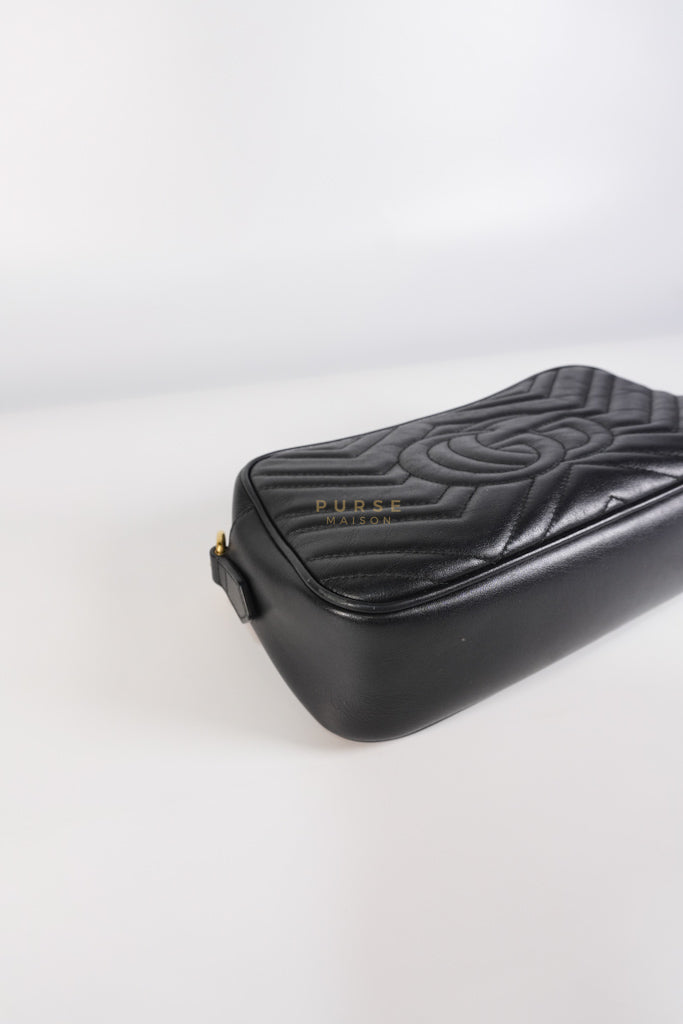 Marmont Camera Bag in Black Matelasse Leather | Purse Maison Luxury Bags Shop