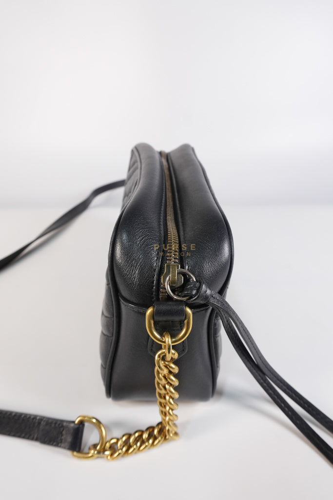 Marmont Camera Bag in Black Matelasse Leather | Purse Maison Luxury Bags Shop