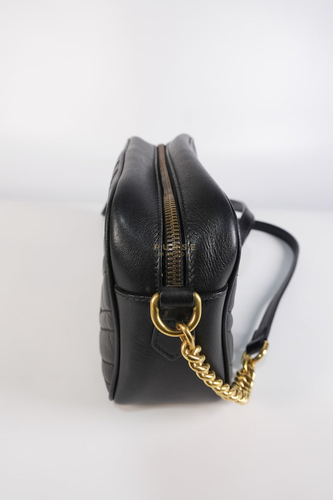 Marmont Camera Bag in Black Matelasse Leather | Purse Maison Luxury Bags Shop
