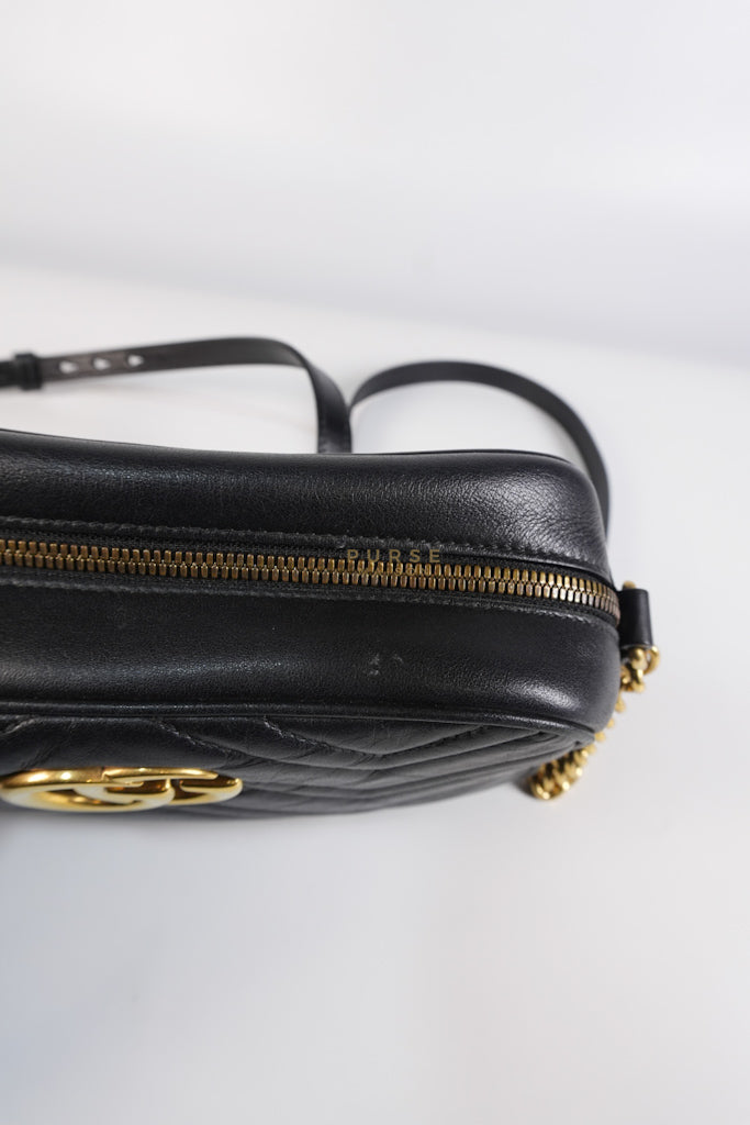 Marmont Camera Bag in Black Matelasse Leather | Purse Maison Luxury Bags Shop