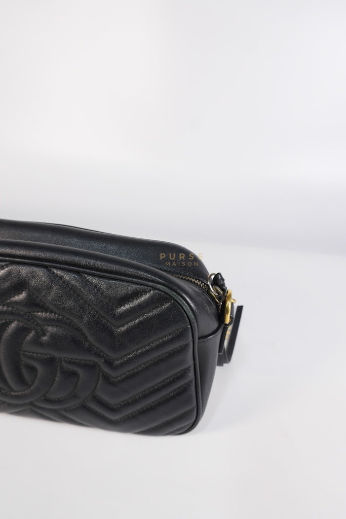 Marmont Camera Bag in Black Matelasse Leather | Purse Maison Luxury Bags Shop