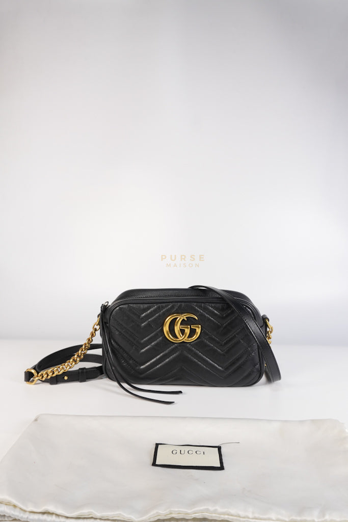 Marmont Camera Bag in Black Matelasse Leather | Purse Maison Luxury Bags Shop