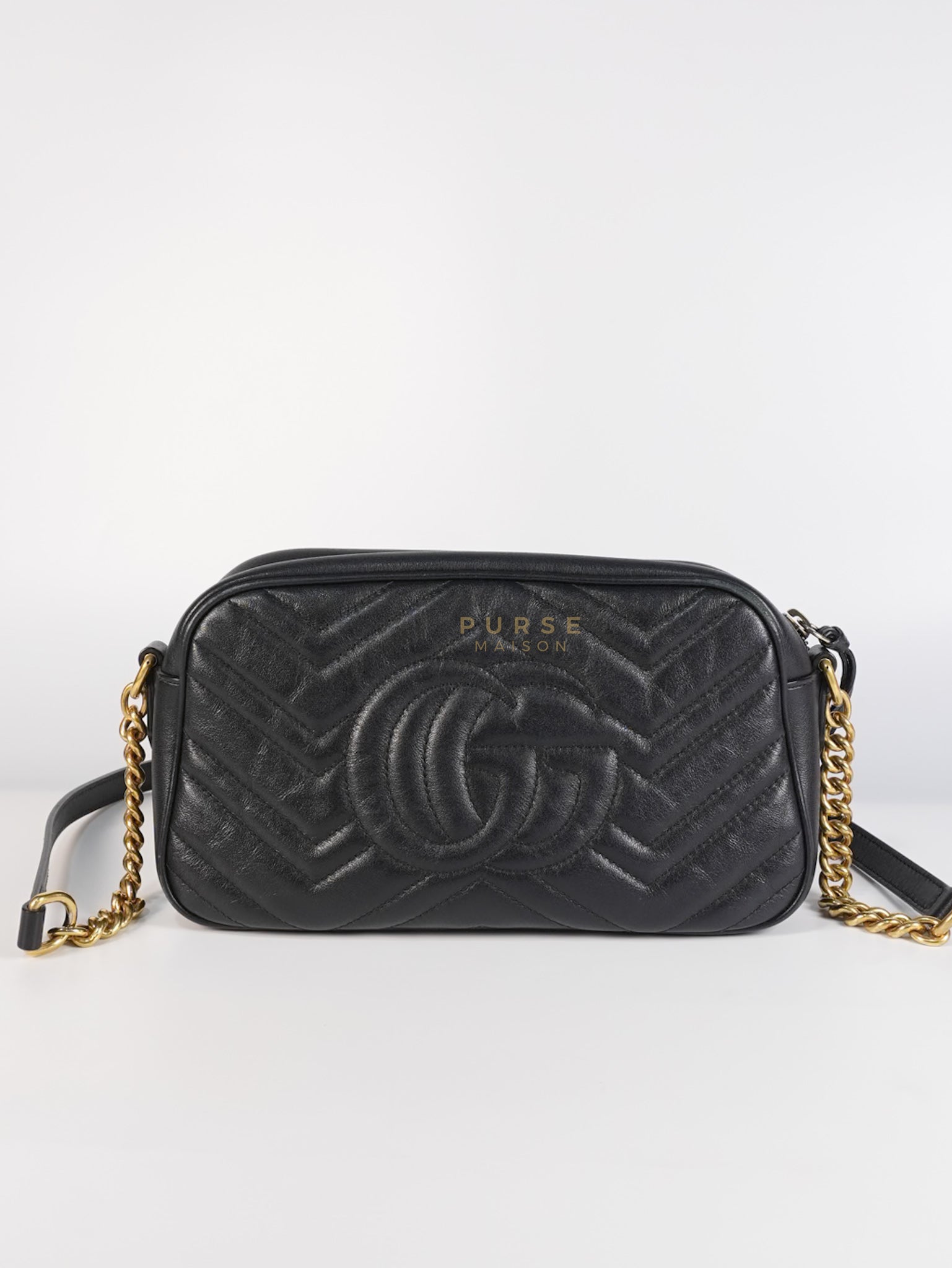 Marmont Camera Bag in Black Matelasse Leather | Purse Maison Luxury Bags Shop