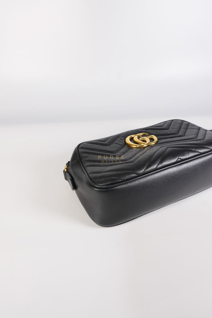 Marmont Camera Bag in Black Matelasse Leather | Purse Maison Luxury Bags Shop