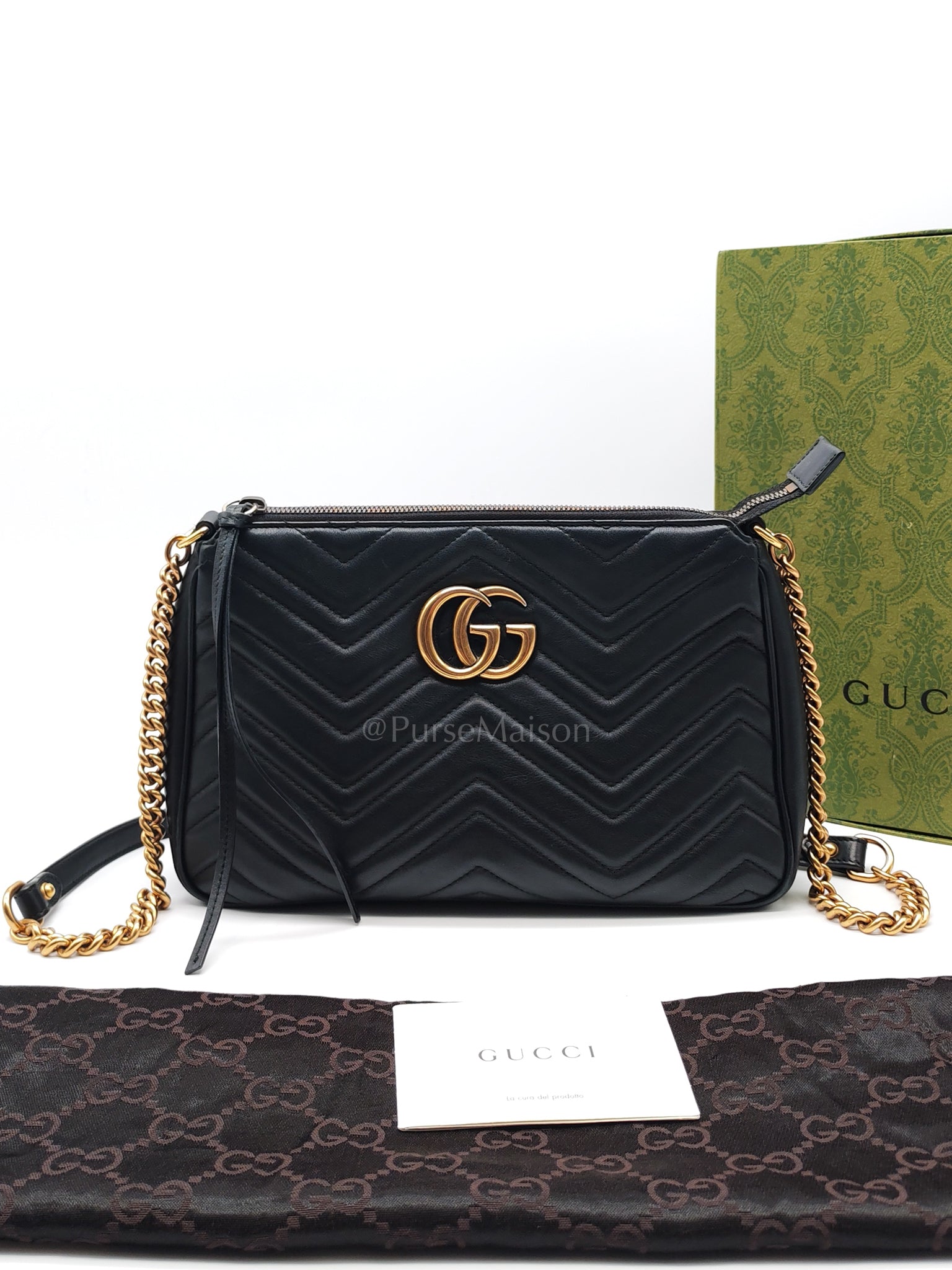 Marmont Matelasse Black Chain Shoulder Bag | Purse Maison Luxury Bags Shop