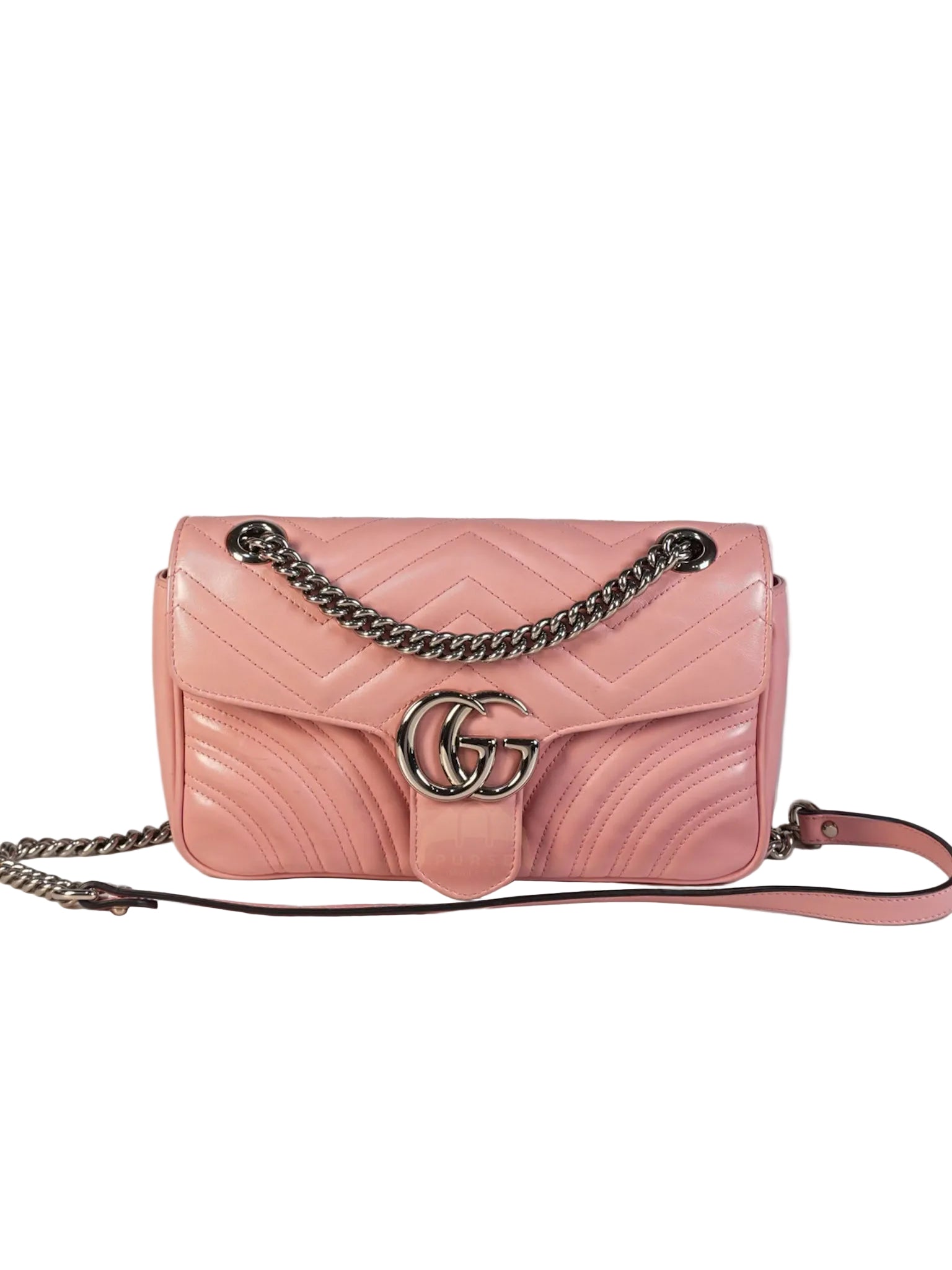Marmont Small in Pink Matelasse Leather and Silver Hardware Crossbody Bag | Purse Maison Luxury Bags Shop