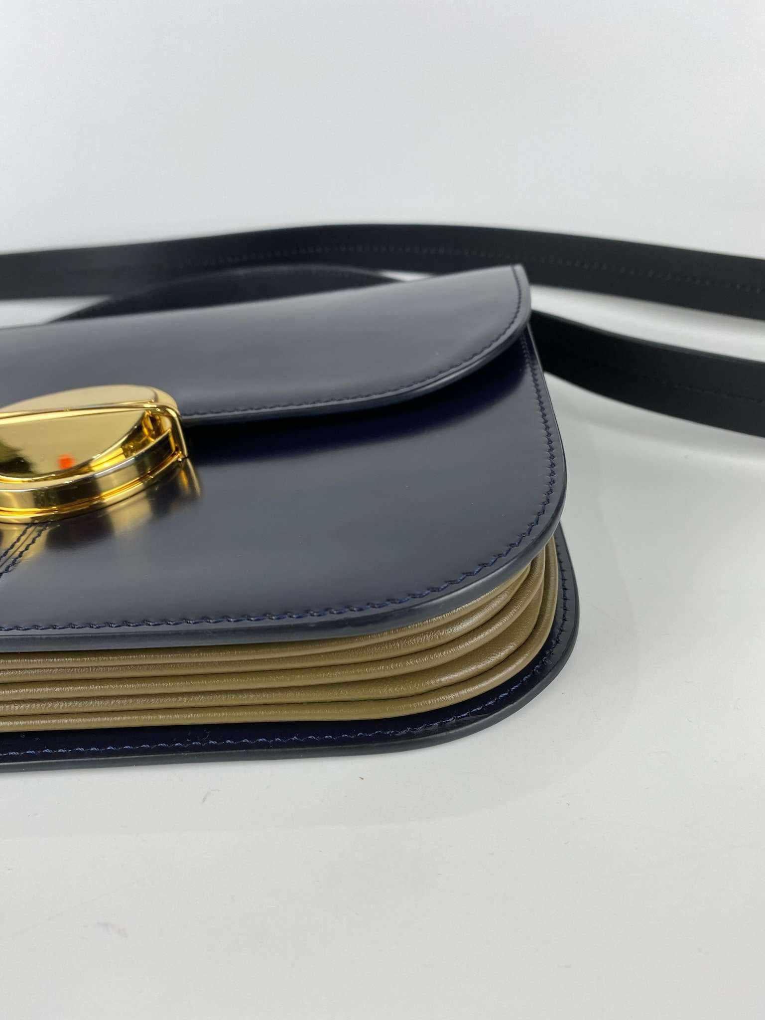 Marni Glossy Calfskin Tuk navy blue