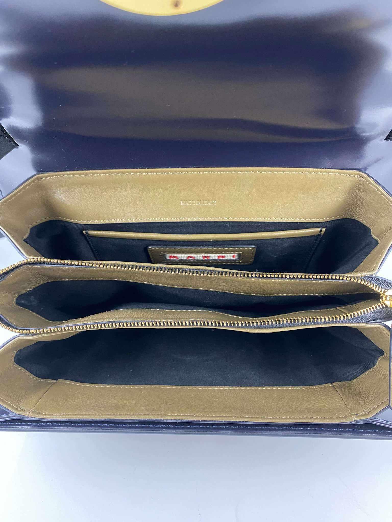 Marni Glossy Calfskin Tuk navy blue