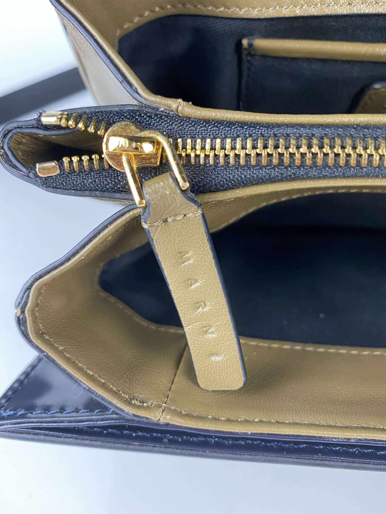 Marni Glossy Calfskin Tuk navy blue