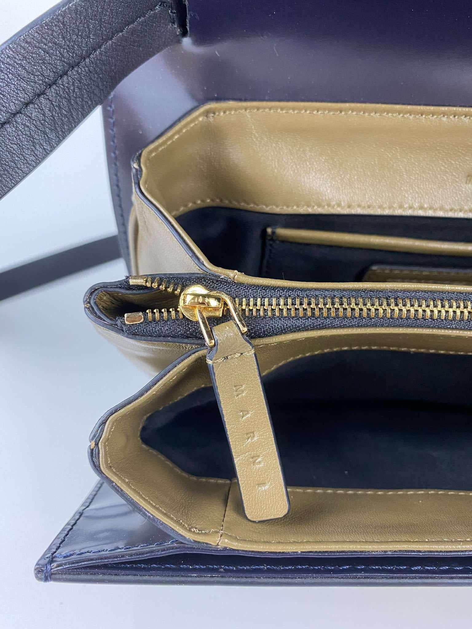 Marni Glossy Calfskin Tuk navy blue