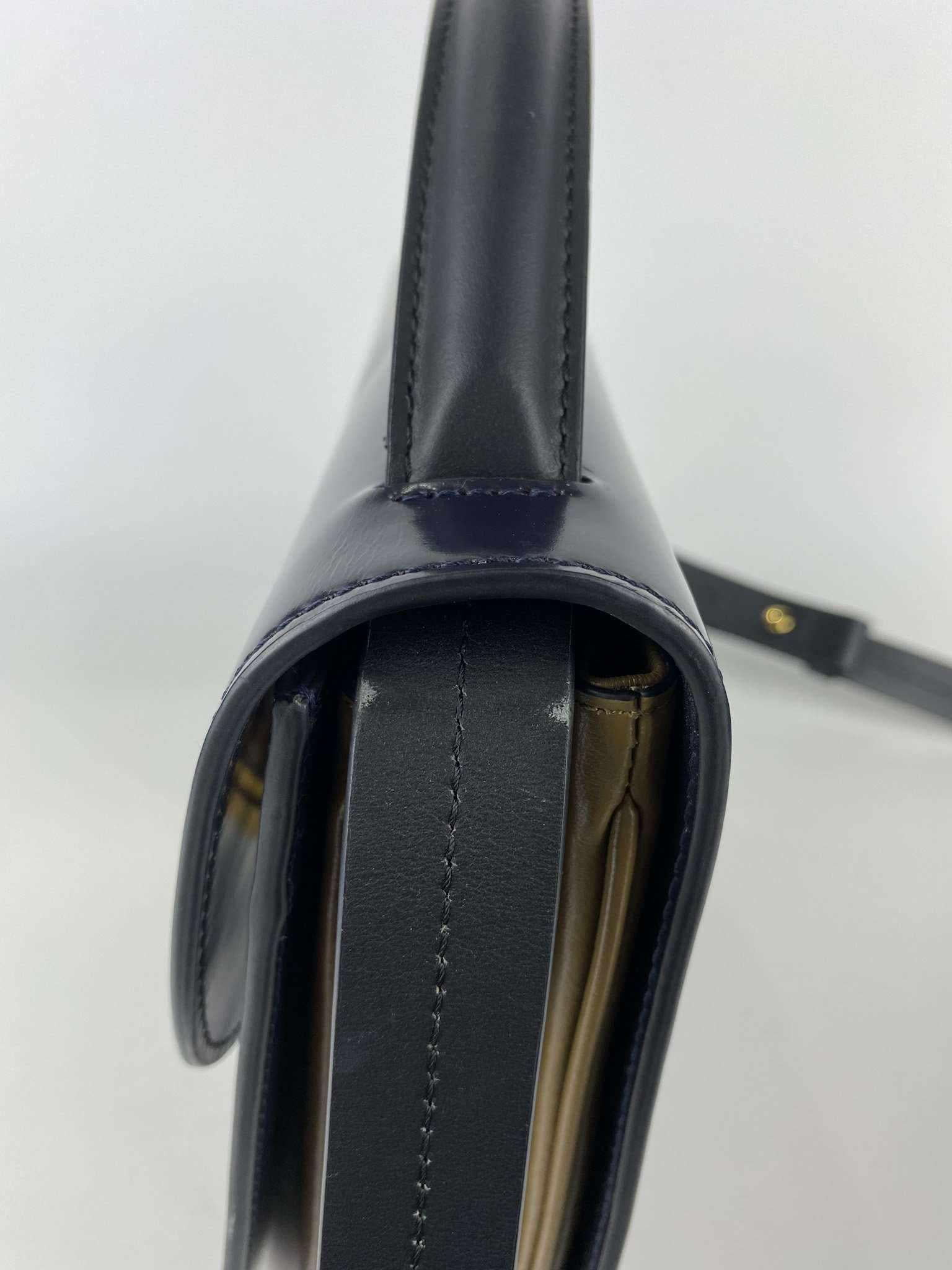 Marni Glossy Calfskin Tuk navy blue