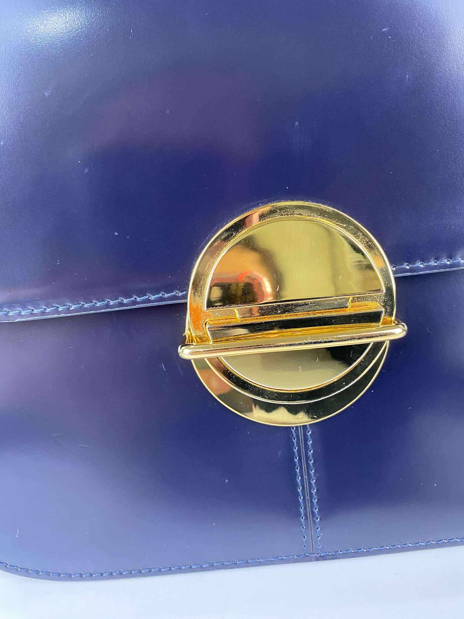 Marni Glossy Calfskin Tuk navy blue