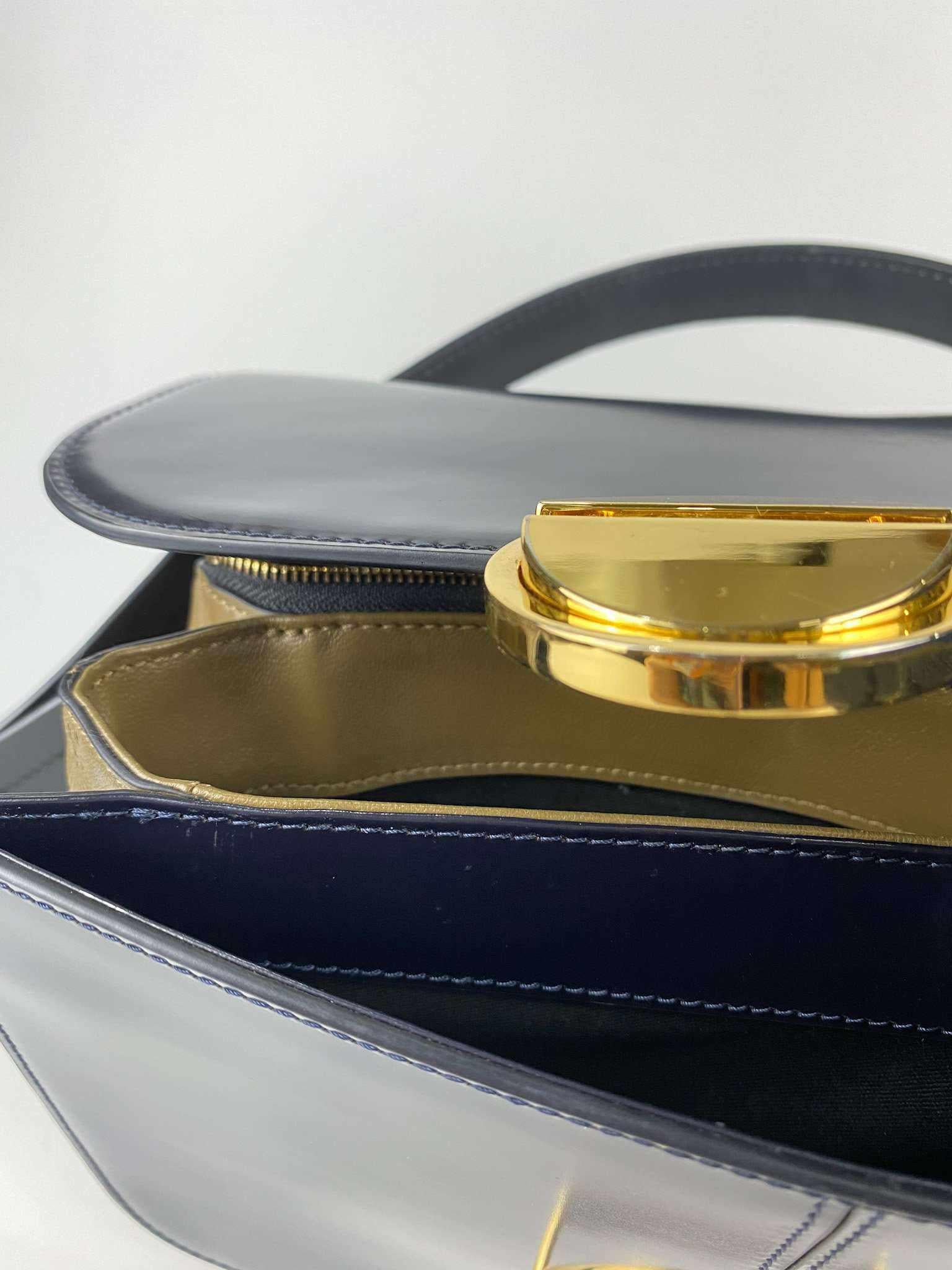 Marni Glossy Calfskin Tuk navy blue