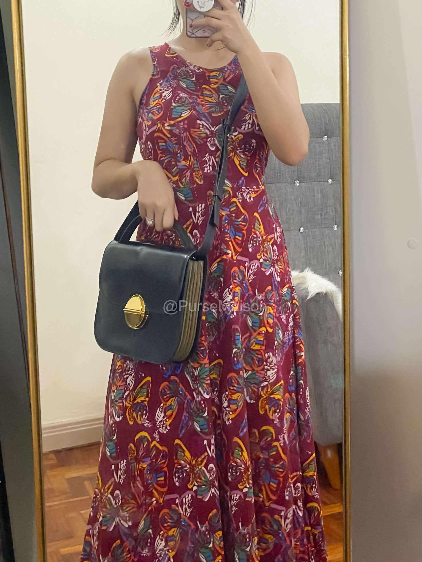 Marni Glossy Calfskin Tuk navy blue