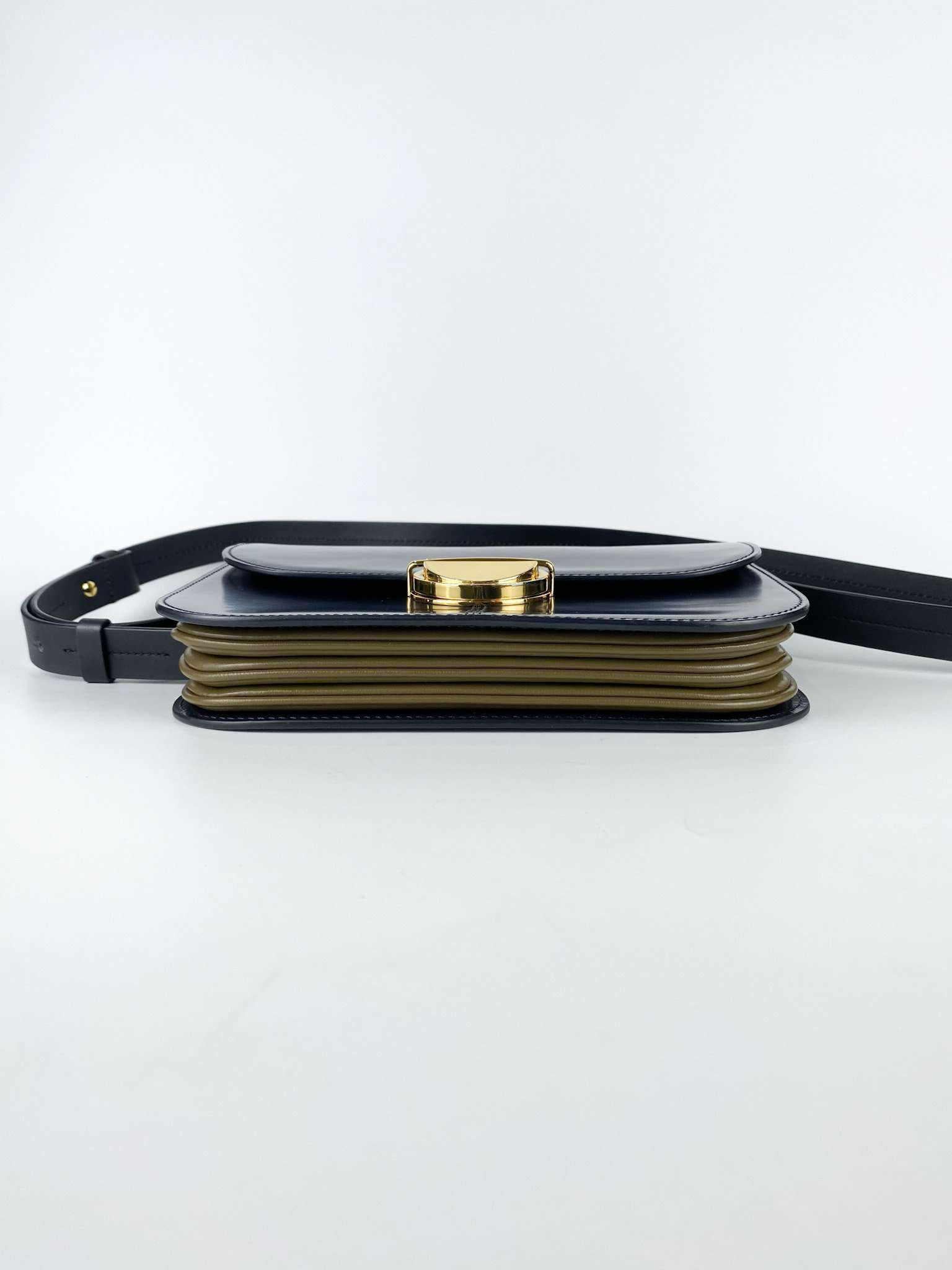Marni Glossy Calfskin Tuk navy blue