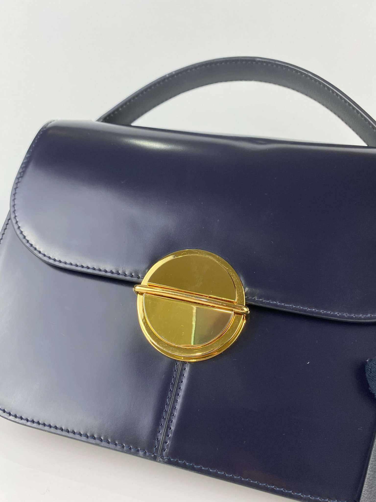 Marni Glossy Calfskin Tuk navy blue