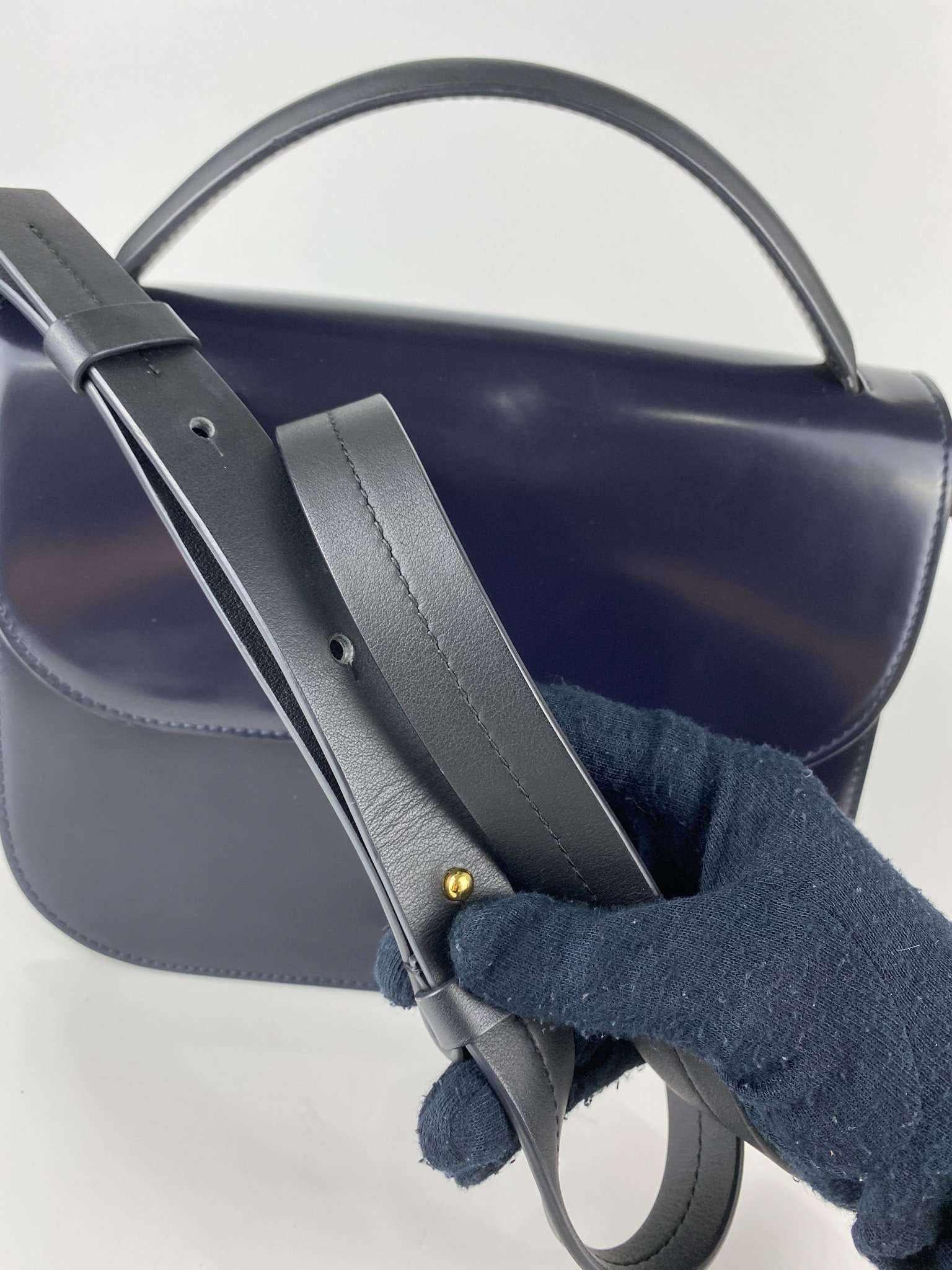 Marni Glossy Calfskin Tuk navy blue