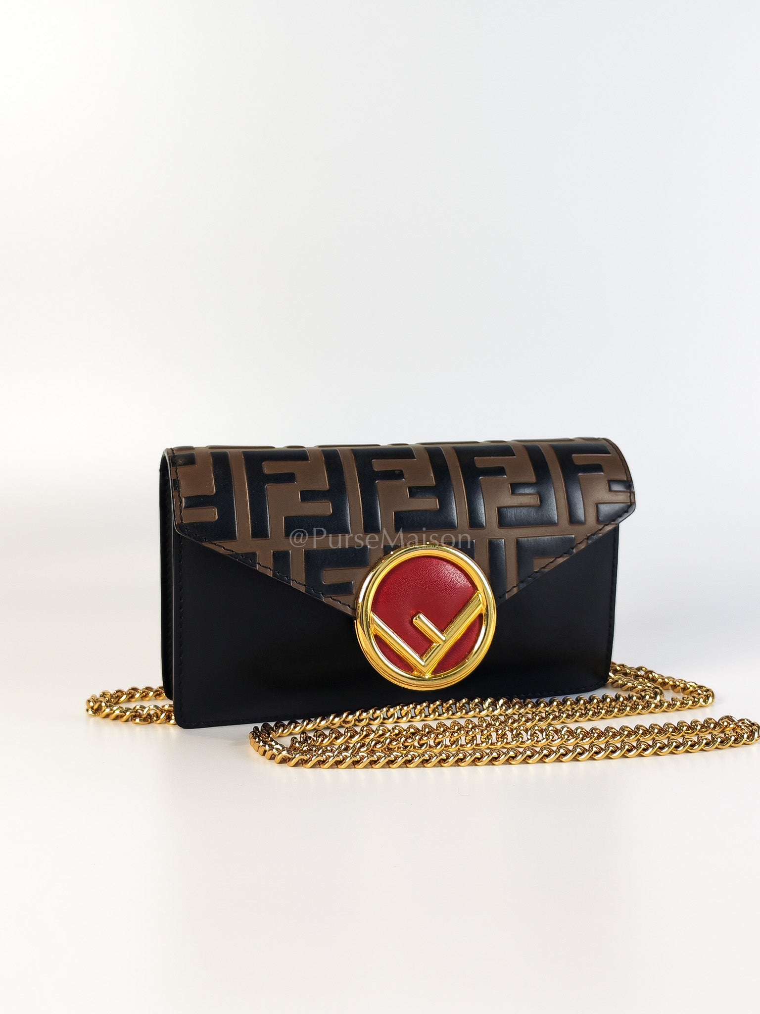 Marron Zucca F Convertible Belt Bag in Black With Chain | Purse Maison Luxury Bags Shop