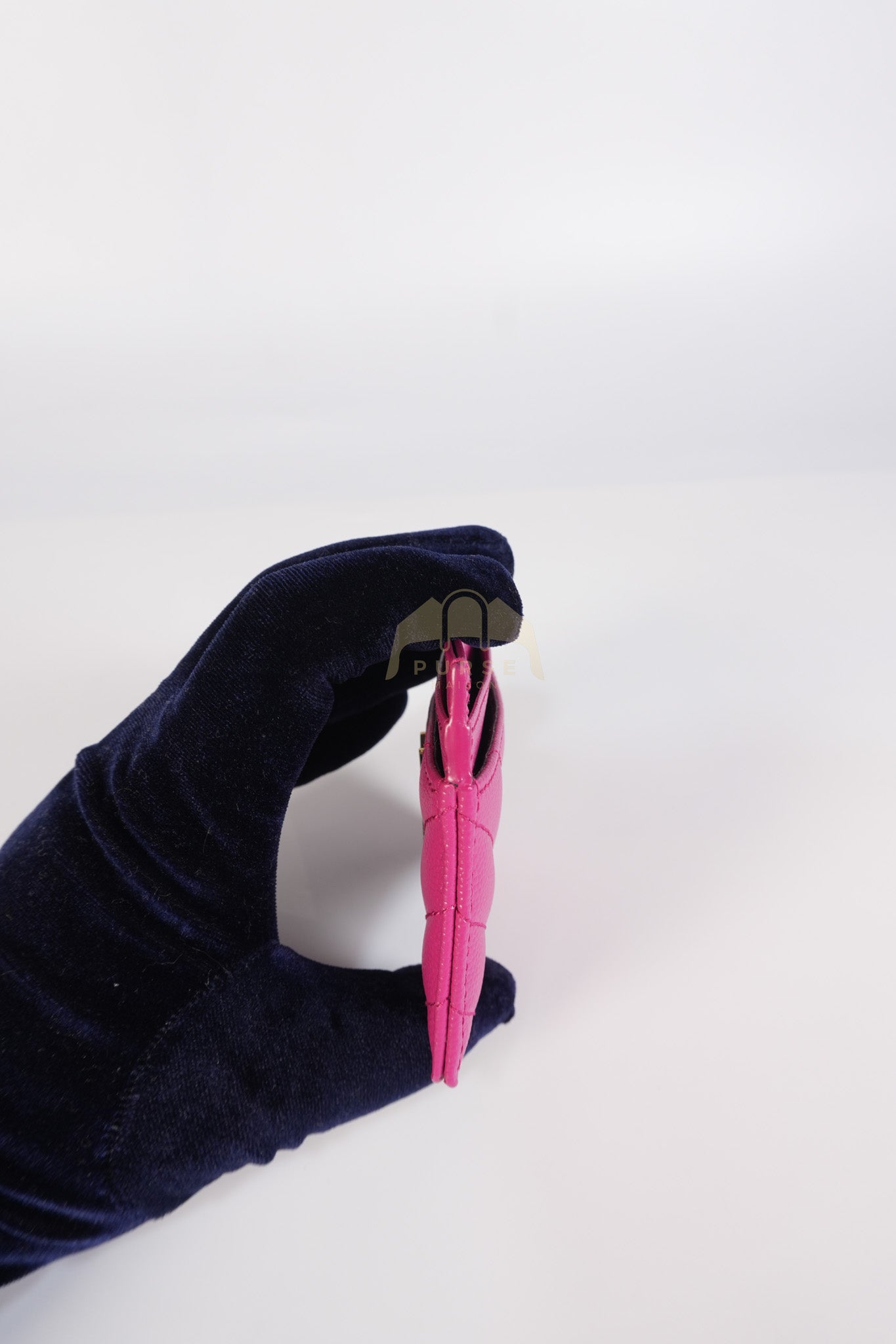 Matelasse Card Holder in Pink Grain De Poudre Leather & Gold Hardware | Purse Maison Luxury Bags Shop