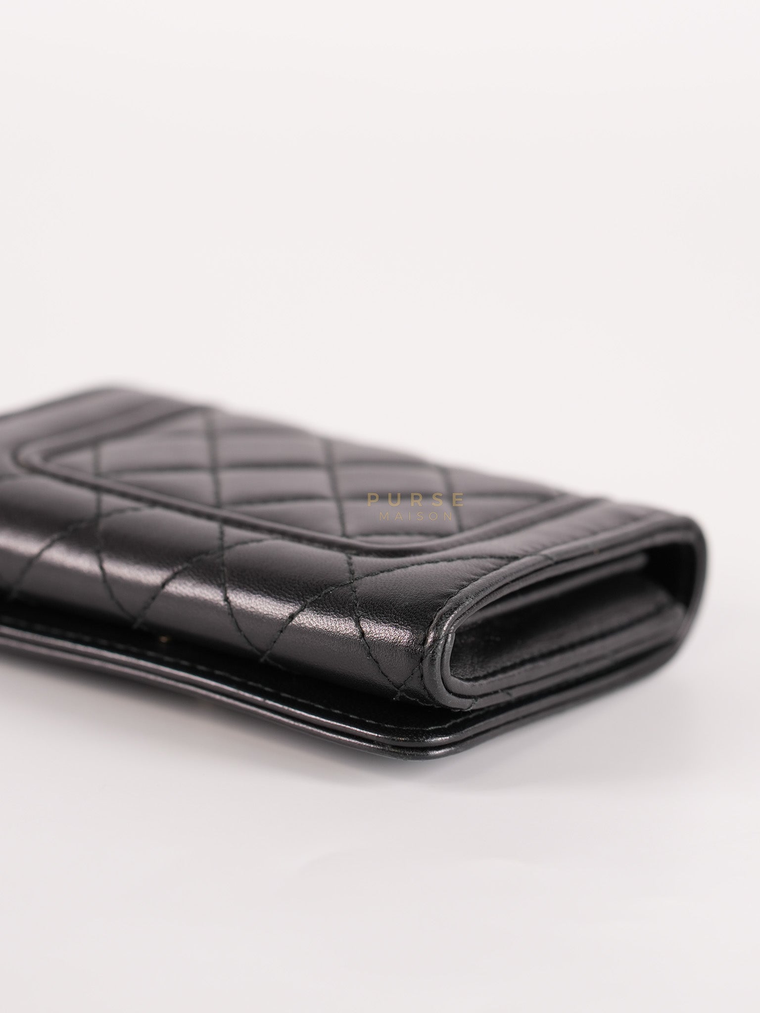 Matelasse Lambskin Leather Flap Cardholder Silver Hardware Series 24 | Purse Maison Luxury Bags Shop