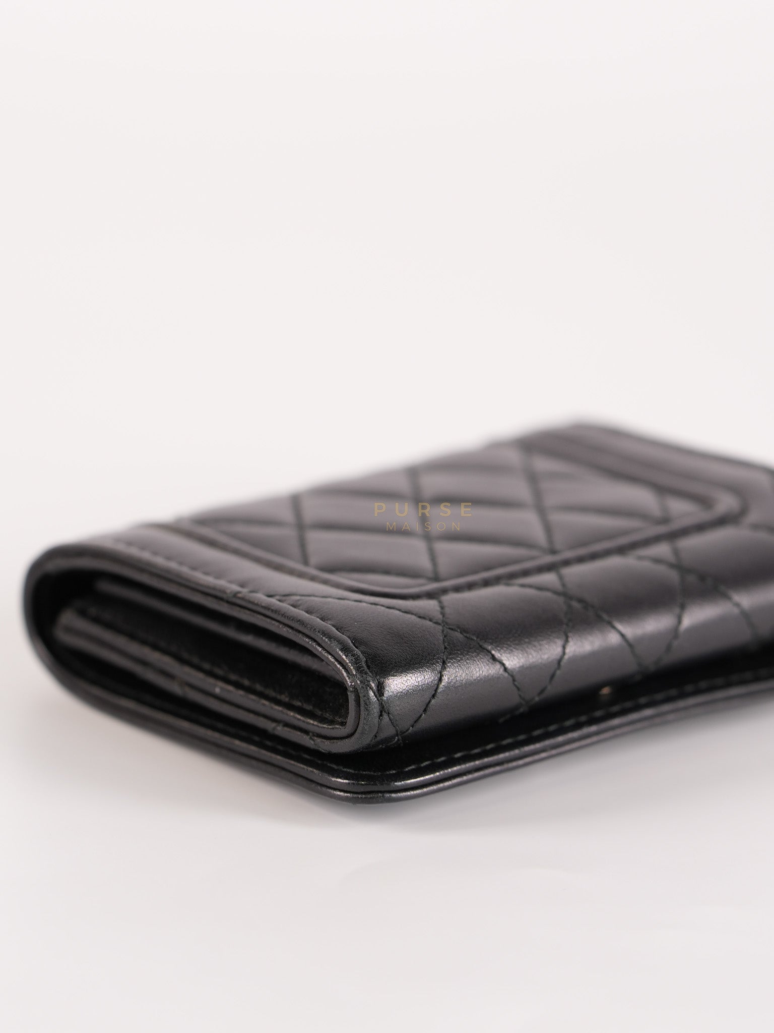 Matelasse Lambskin Leather Flap Cardholder Silver Hardware Series 24 | Purse Maison Luxury Bags Shop