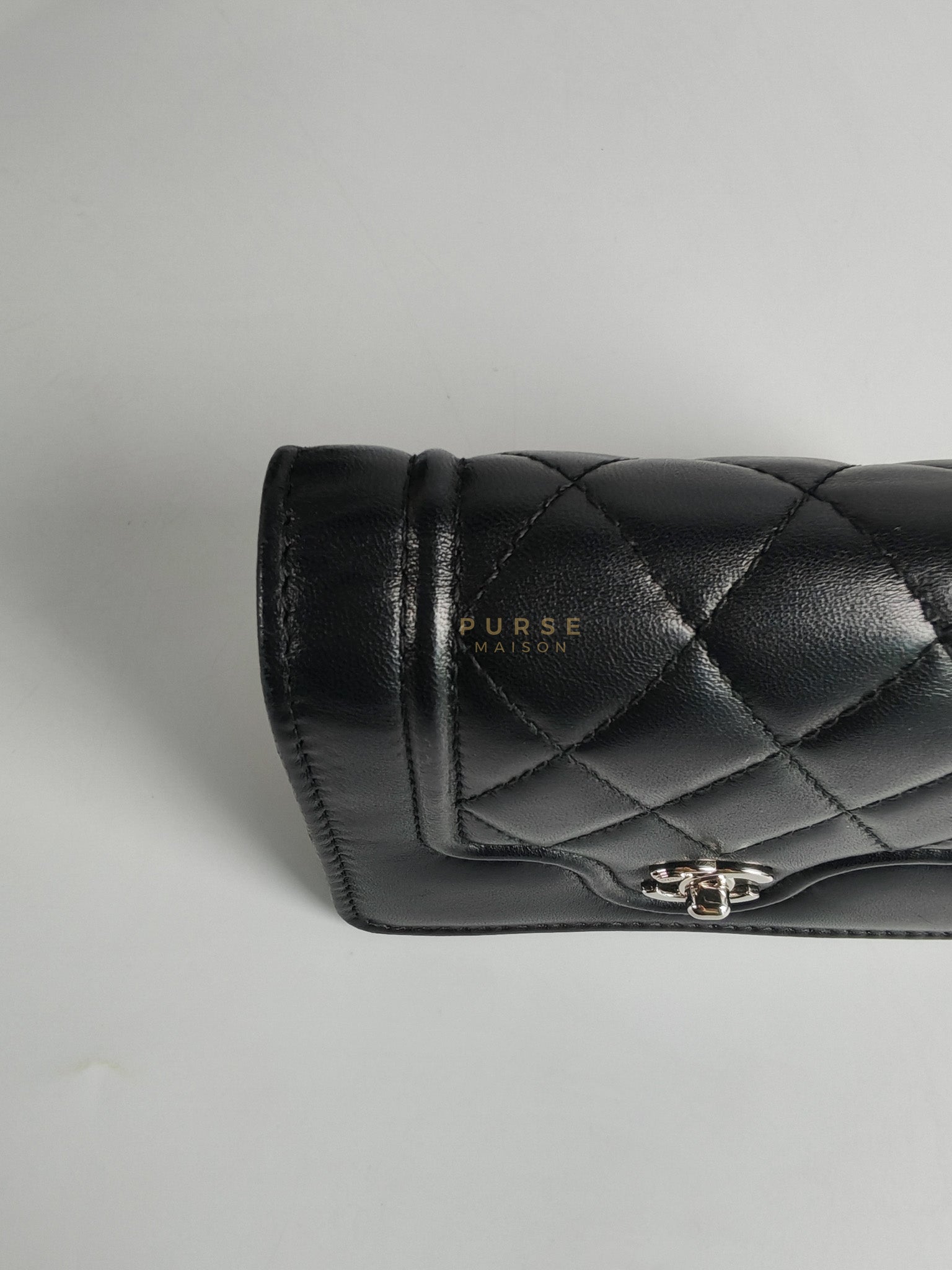 Matelasse Lambskin Leather Flap Cardholder Silver Hardware Series 24 | Purse Maison Luxury Bags Shop