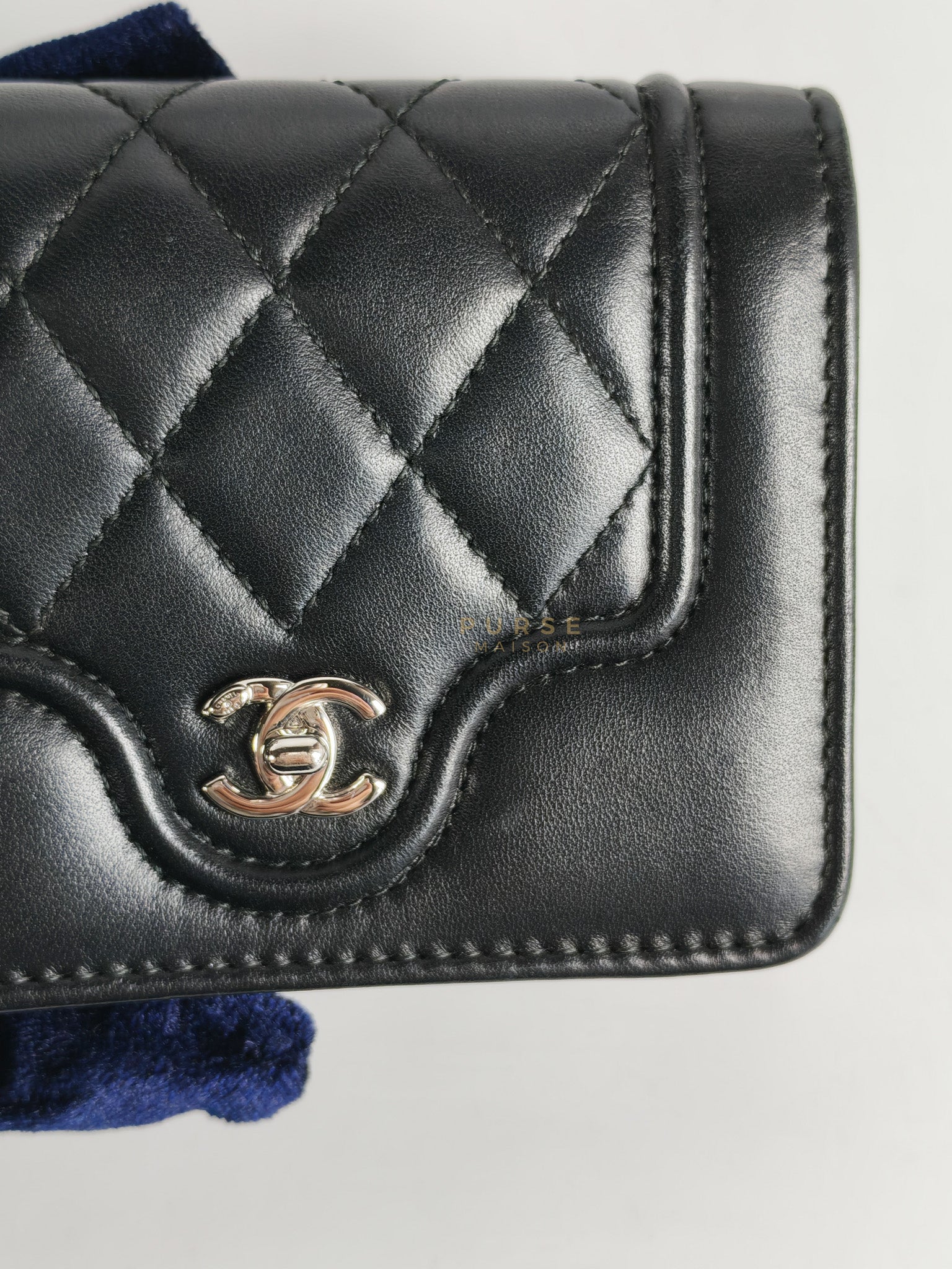 Matelasse Lambskin Leather Flap Cardholder Silver Hardware Series 24 | Purse Maison Luxury Bags Shop