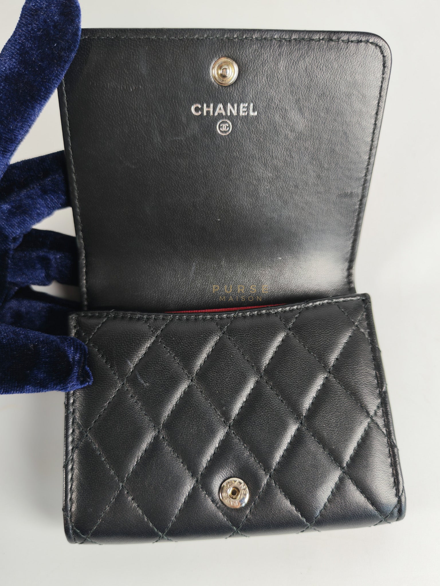 Matelasse Lambskin Leather Flap Cardholder Silver Hardware Series 24 | Purse Maison Luxury Bags Shop