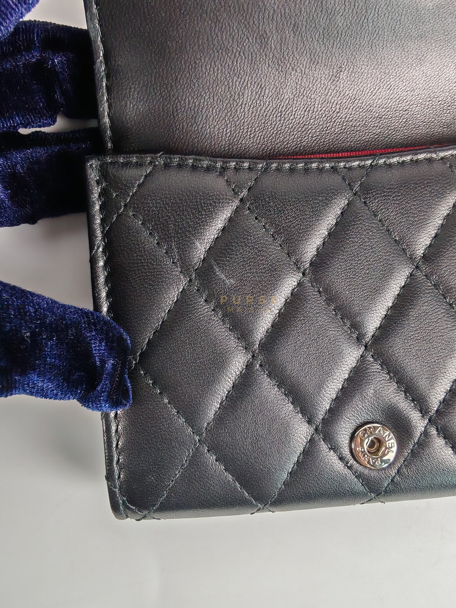 Matelasse Lambskin Leather Flap Cardholder Silver Hardware Series 24 | Purse Maison Luxury Bags Shop