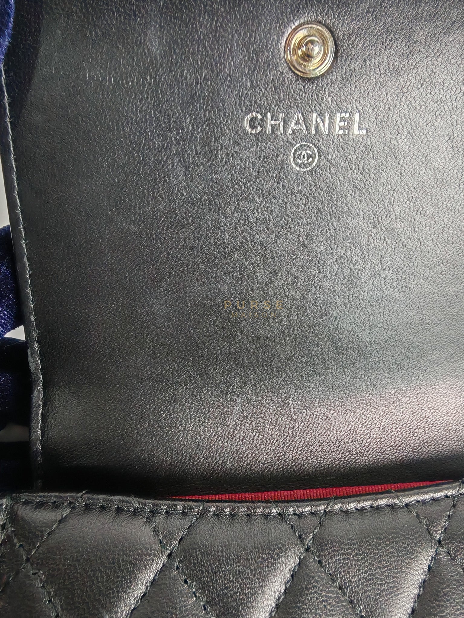 Matelasse Lambskin Leather Flap Cardholder Silver Hardware Series 24 | Purse Maison Luxury Bags Shop