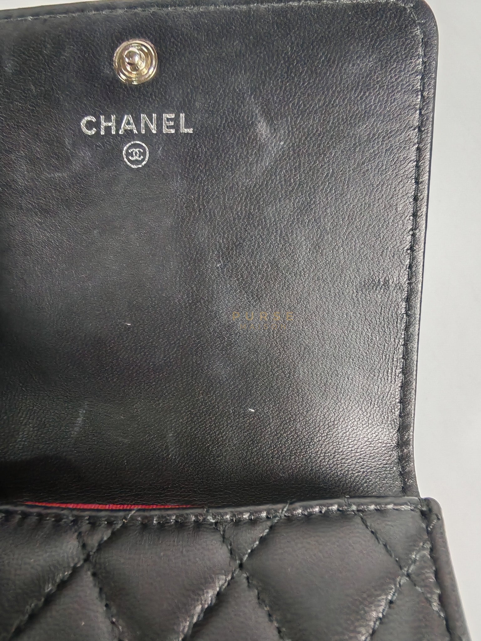 Matelasse Lambskin Leather Flap Cardholder Silver Hardware Series 24 | Purse Maison Luxury Bags Shop