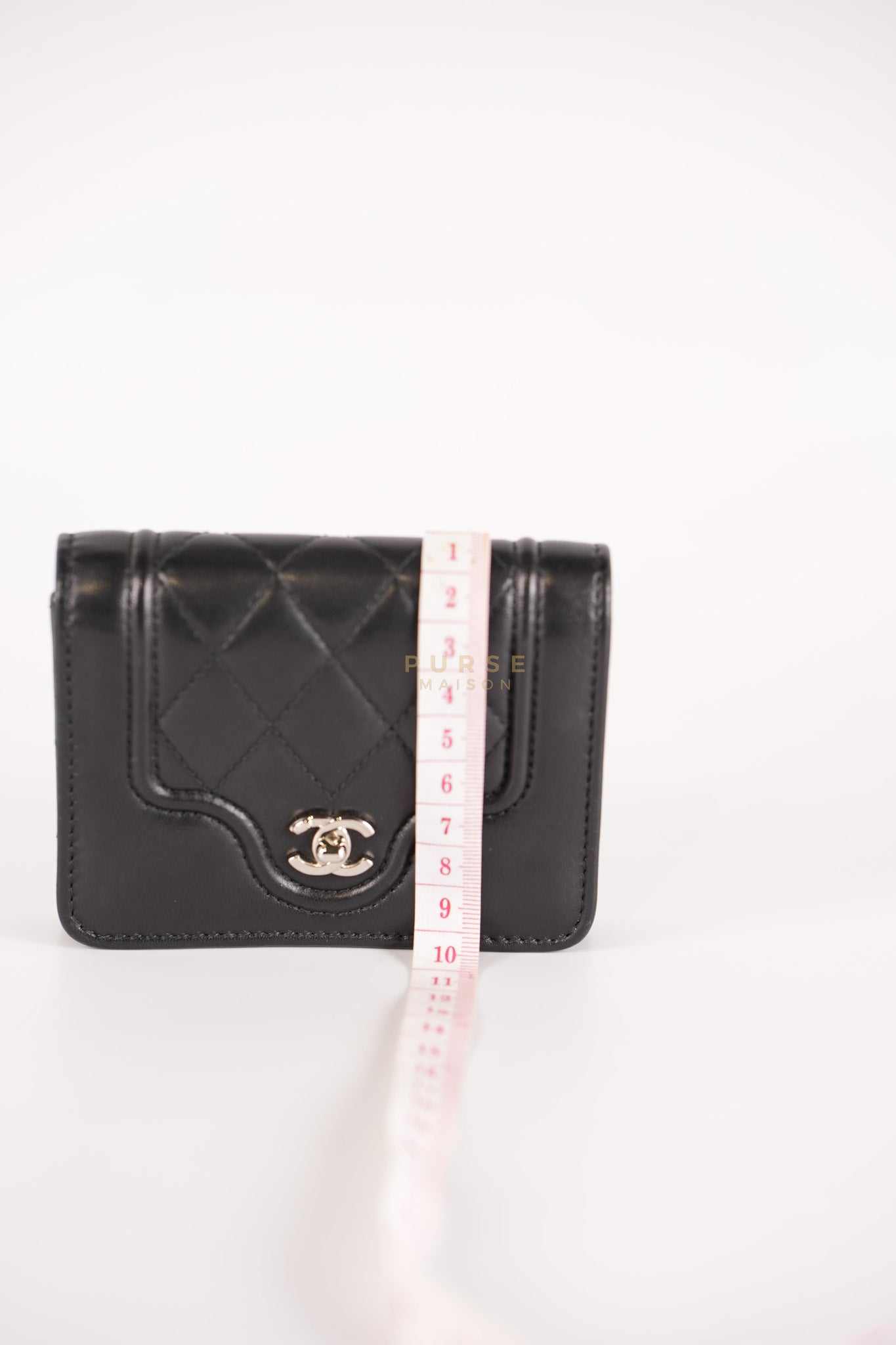 Matelasse Lambskin Leather Flap Cardholder Silver Hardware Series 24 | Purse Maison Luxury Bags Shop