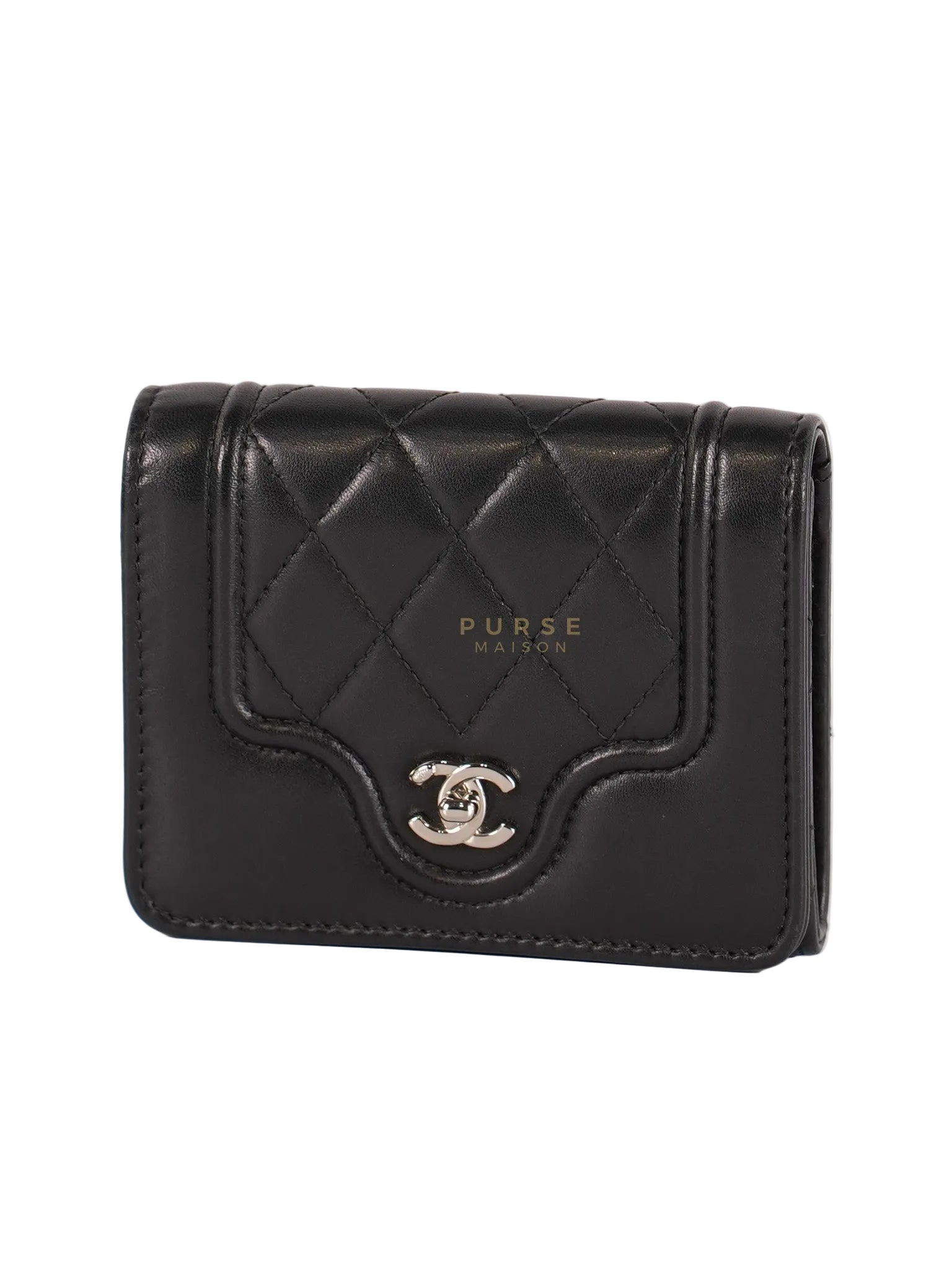 Matelasse Lambskin Leather Flap Cardholder Silver Hardware Series 24 | Purse Maison Luxury Bags Shop