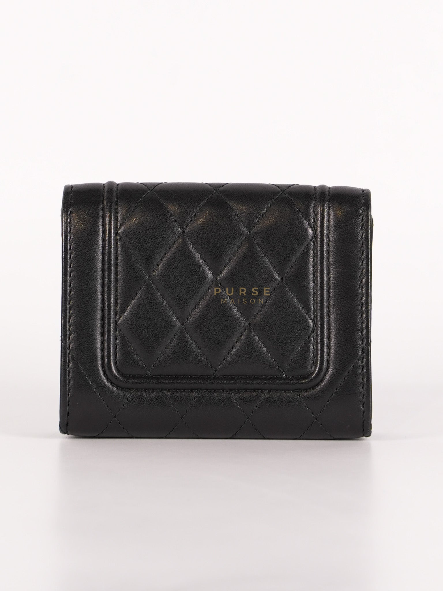 Matelasse Lambskin Leather Flap Cardholder Silver Hardware Series 24 | Purse Maison Luxury Bags Shop