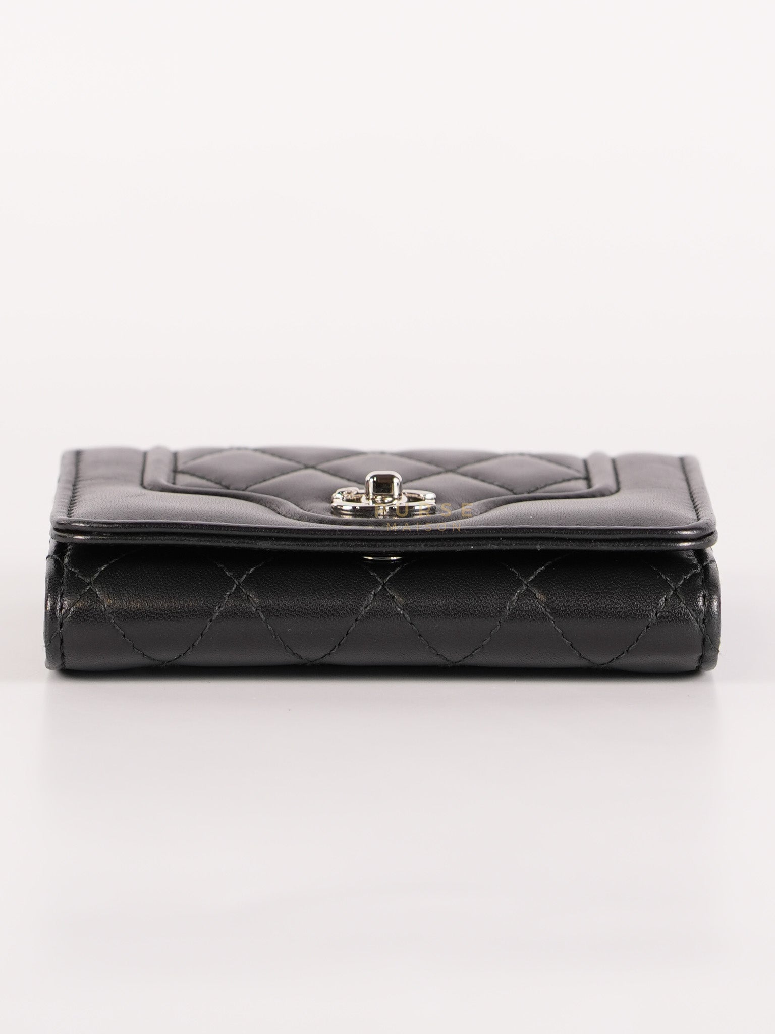 Matelasse Lambskin Leather Flap Cardholder Silver Hardware Series 24 | Purse Maison Luxury Bags Shop