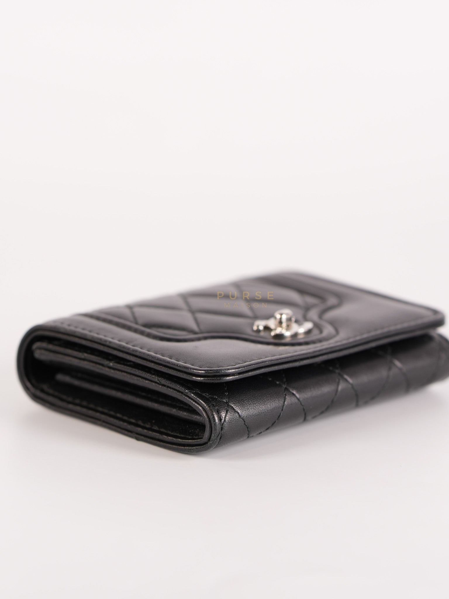 Matelasse Lambskin Leather Flap Cardholder Silver Hardware Series 24 | Purse Maison Luxury Bags Shop