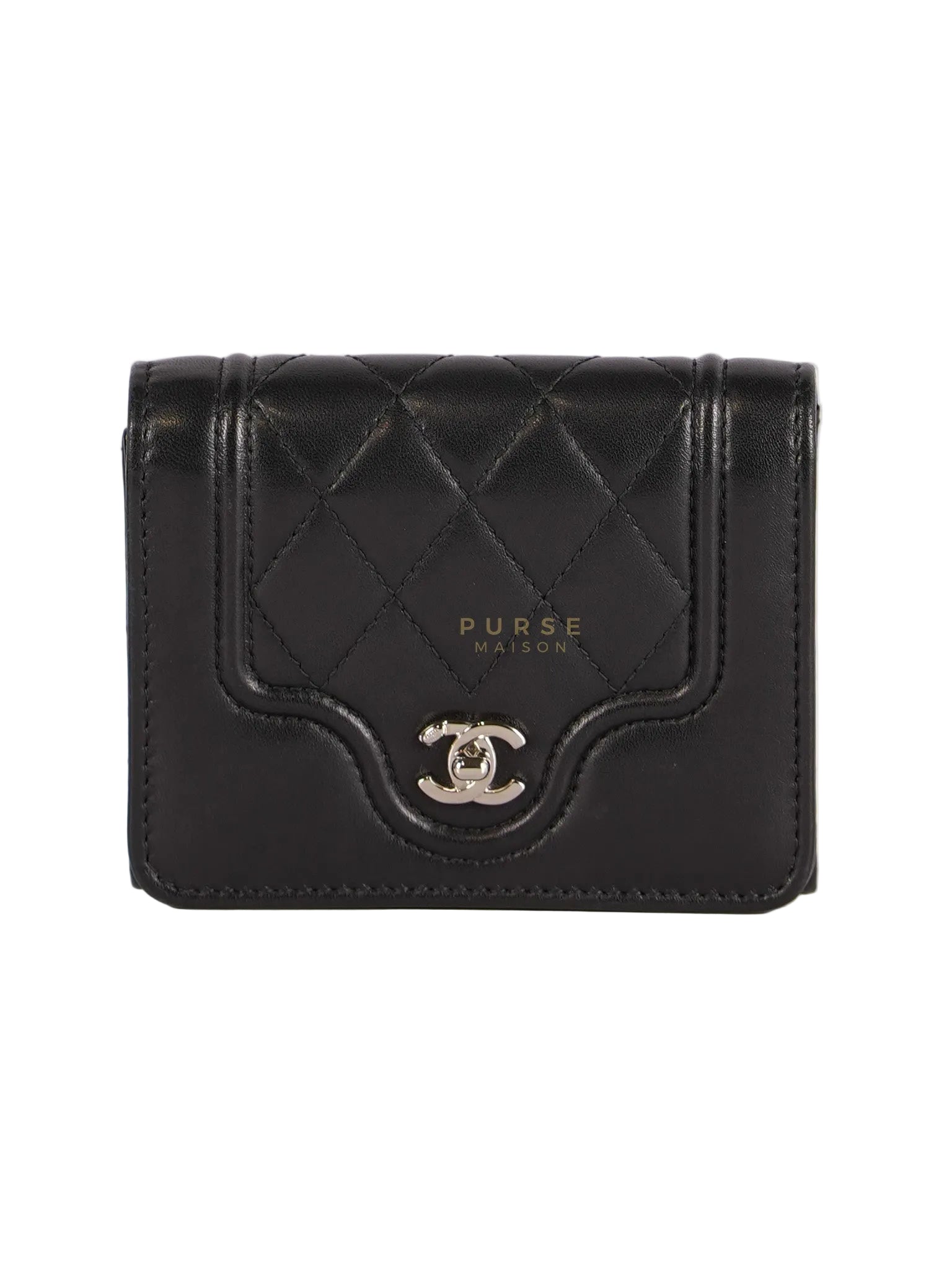 Matelasse Lambskin Leather Flap Cardholder Silver Hardware Series 24 | Purse Maison Luxury Bags Shop