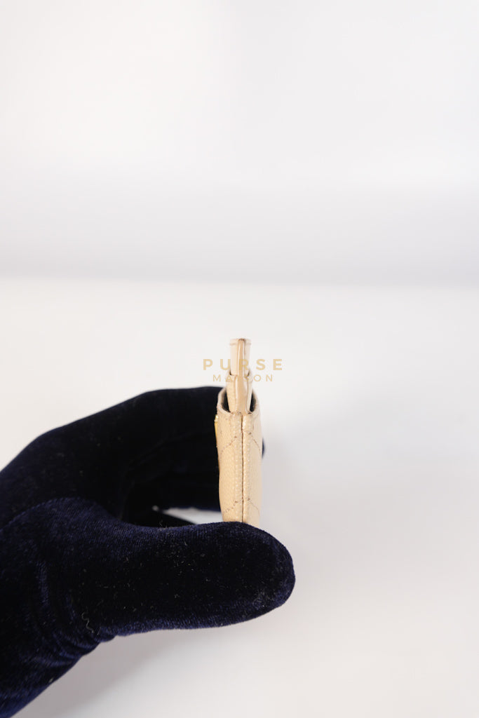 Matelasse Leather in Beige Monogram Card Holder | Purse Maison Luxury Bags Shop