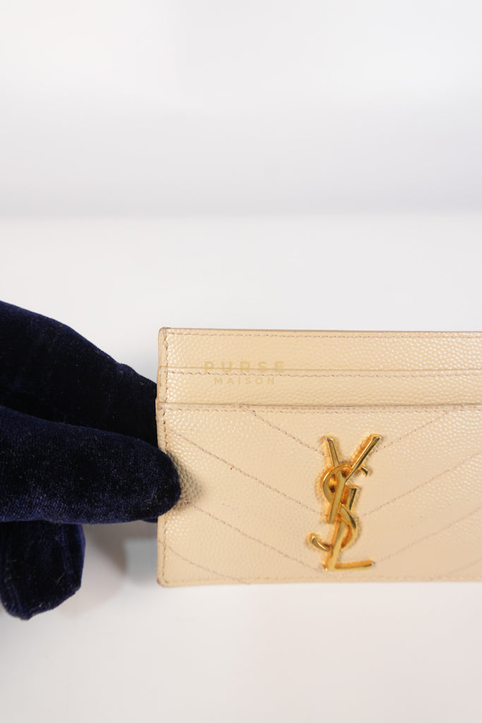 Matelasse Leather in Beige Monogram Card Holder | Purse Maison Luxury Bags Shop