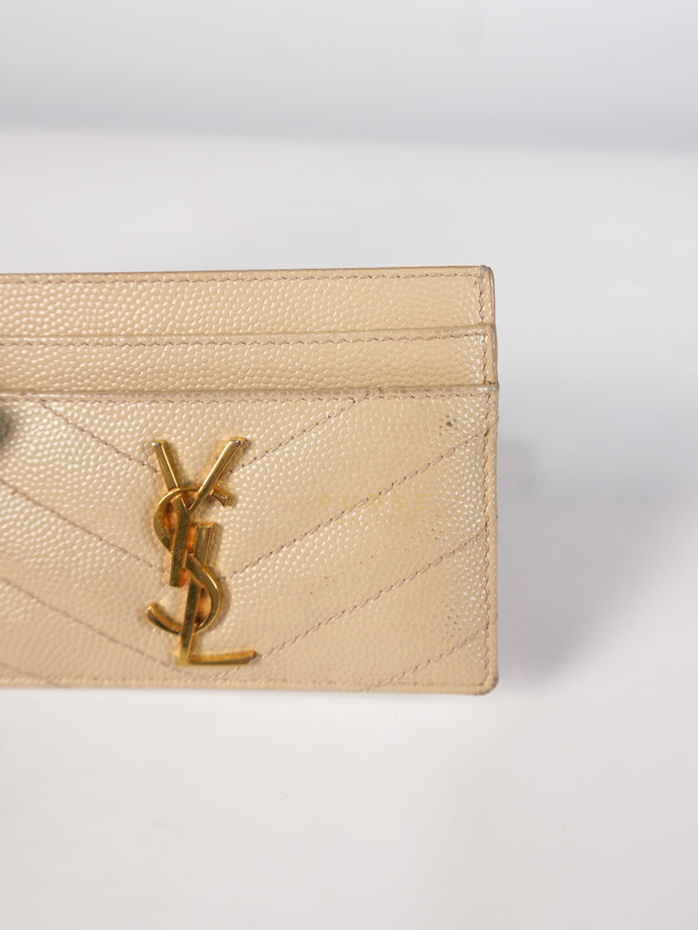 Matelasse Leather in Beige Monogram Card Holder | Purse Maison Luxury Bags Shop