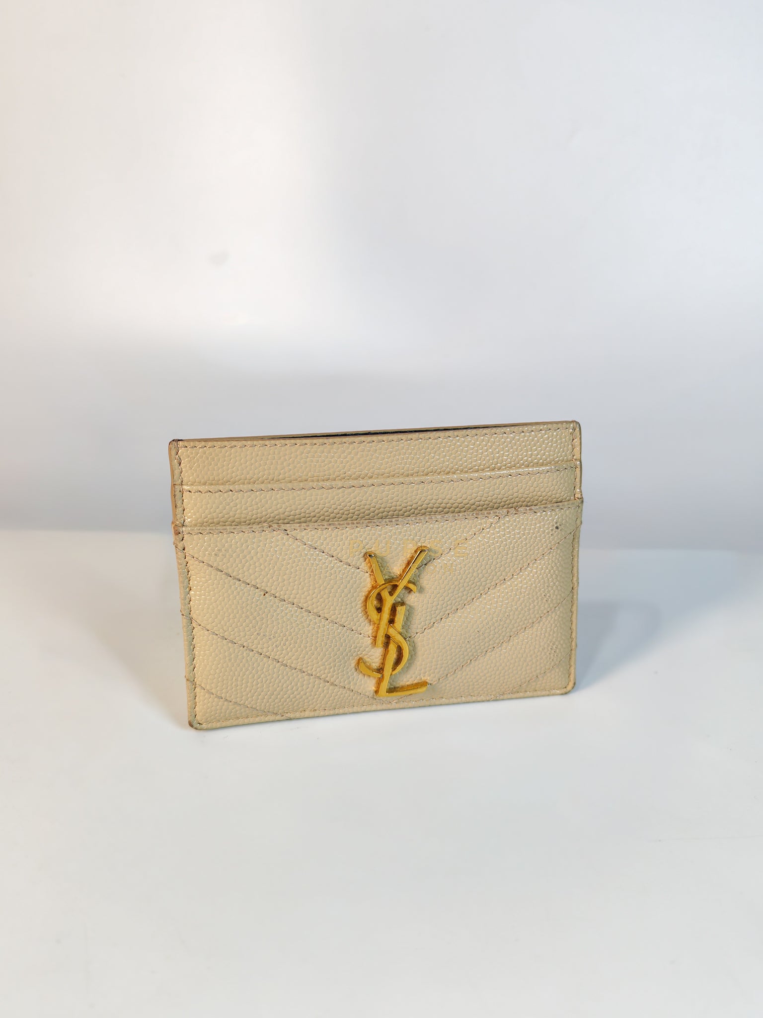 Matelasse Leather in Beige Monogram Card Holder | Purse Maison Luxury Bags Shop