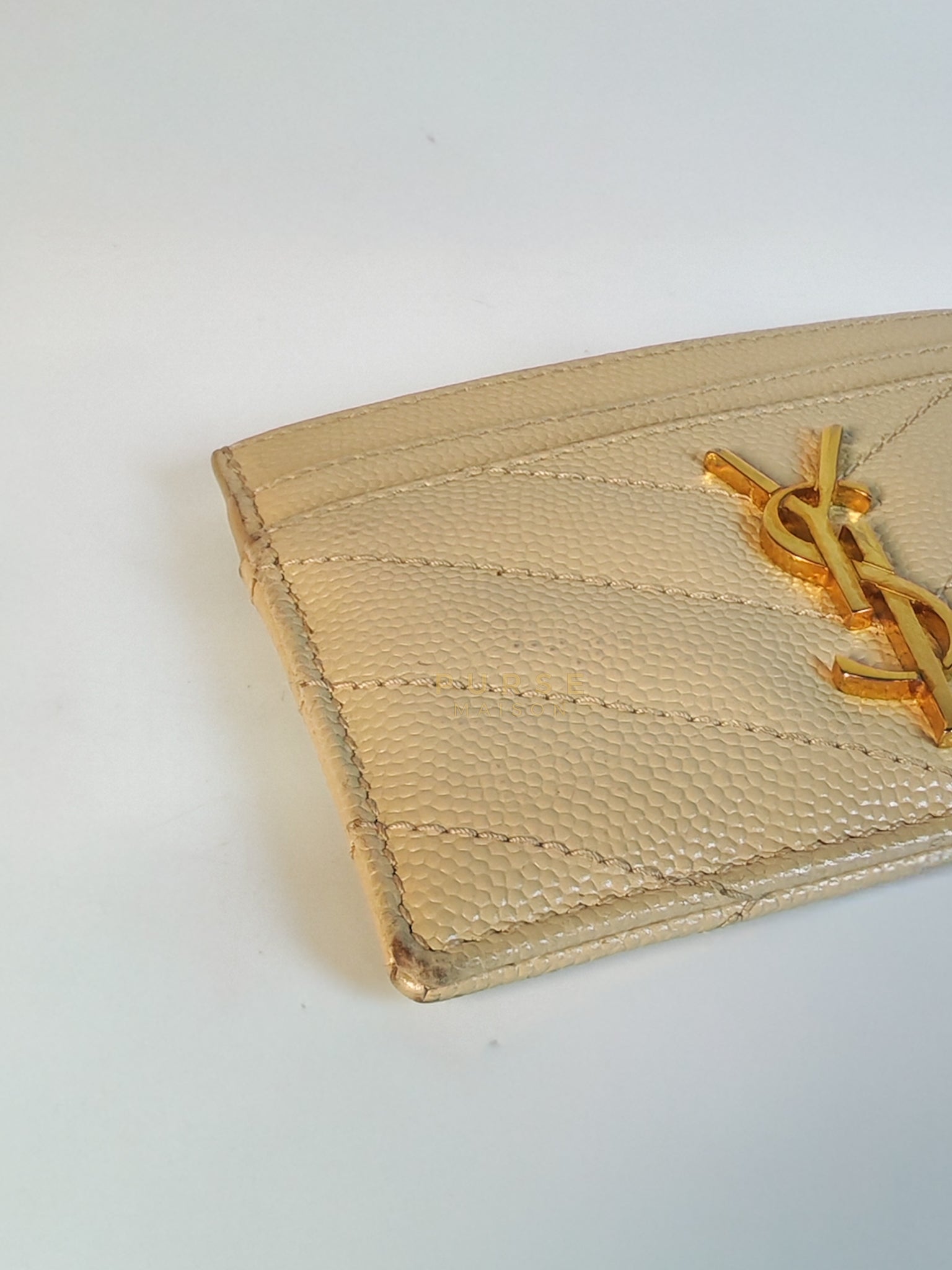 Matelasse Leather in Beige Monogram Card Holder | Purse Maison Luxury Bags Shop