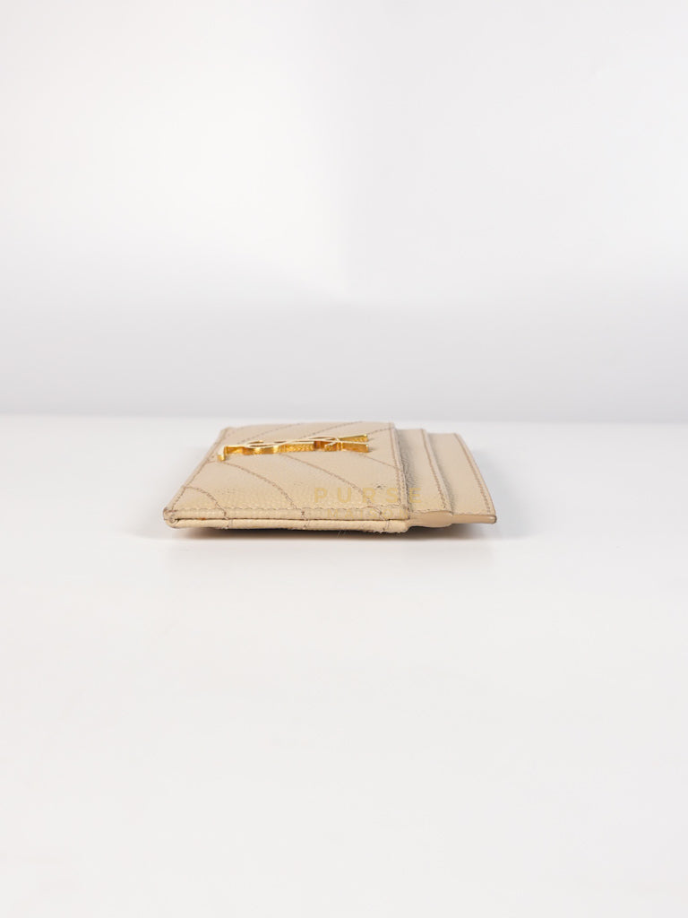 Matelasse Leather in Beige Monogram Card Holder | Purse Maison Luxury Bags Shop