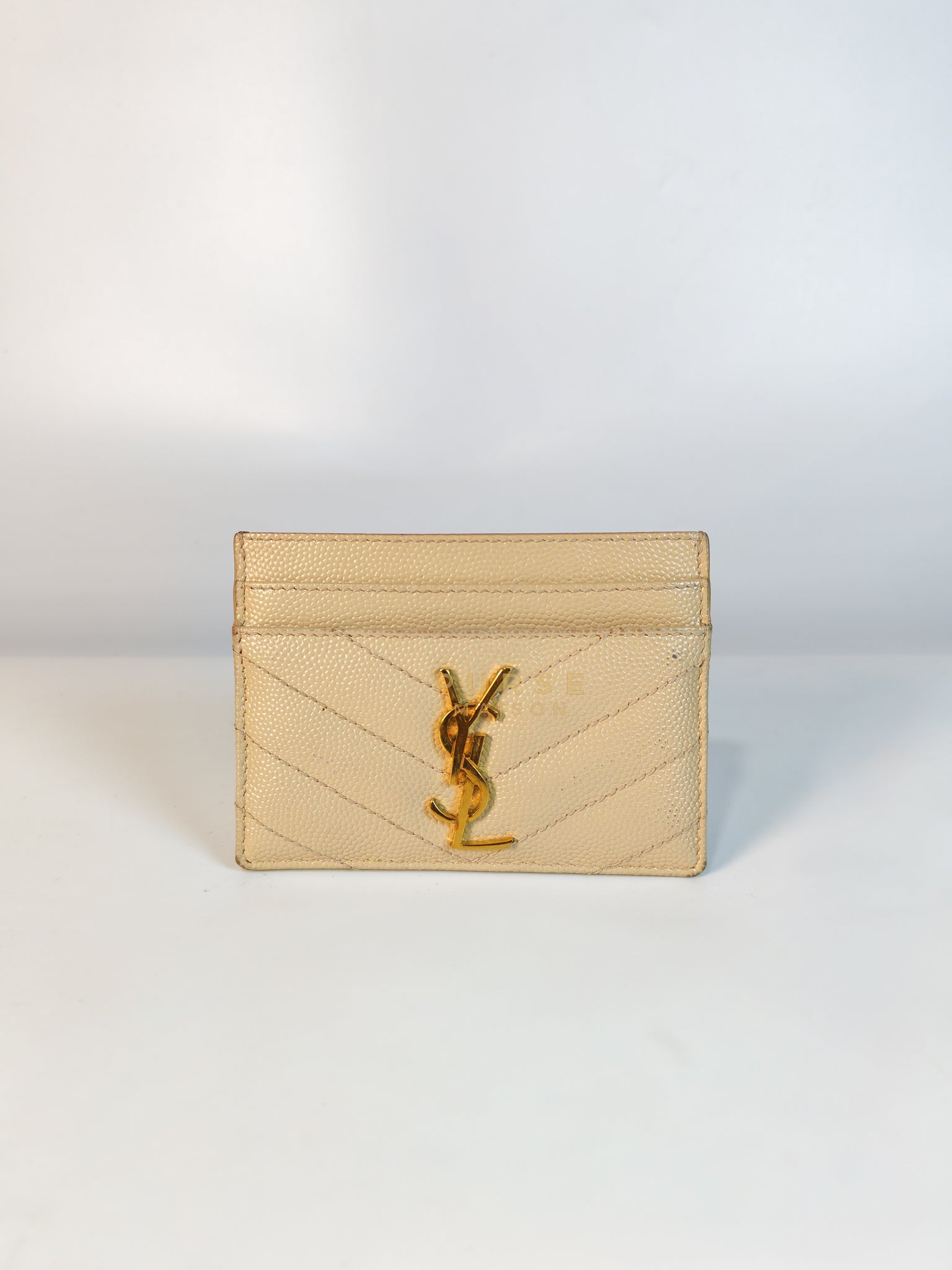 Matelasse Leather in Beige Monogram Card Holder | Purse Maison Luxury Bags Shop