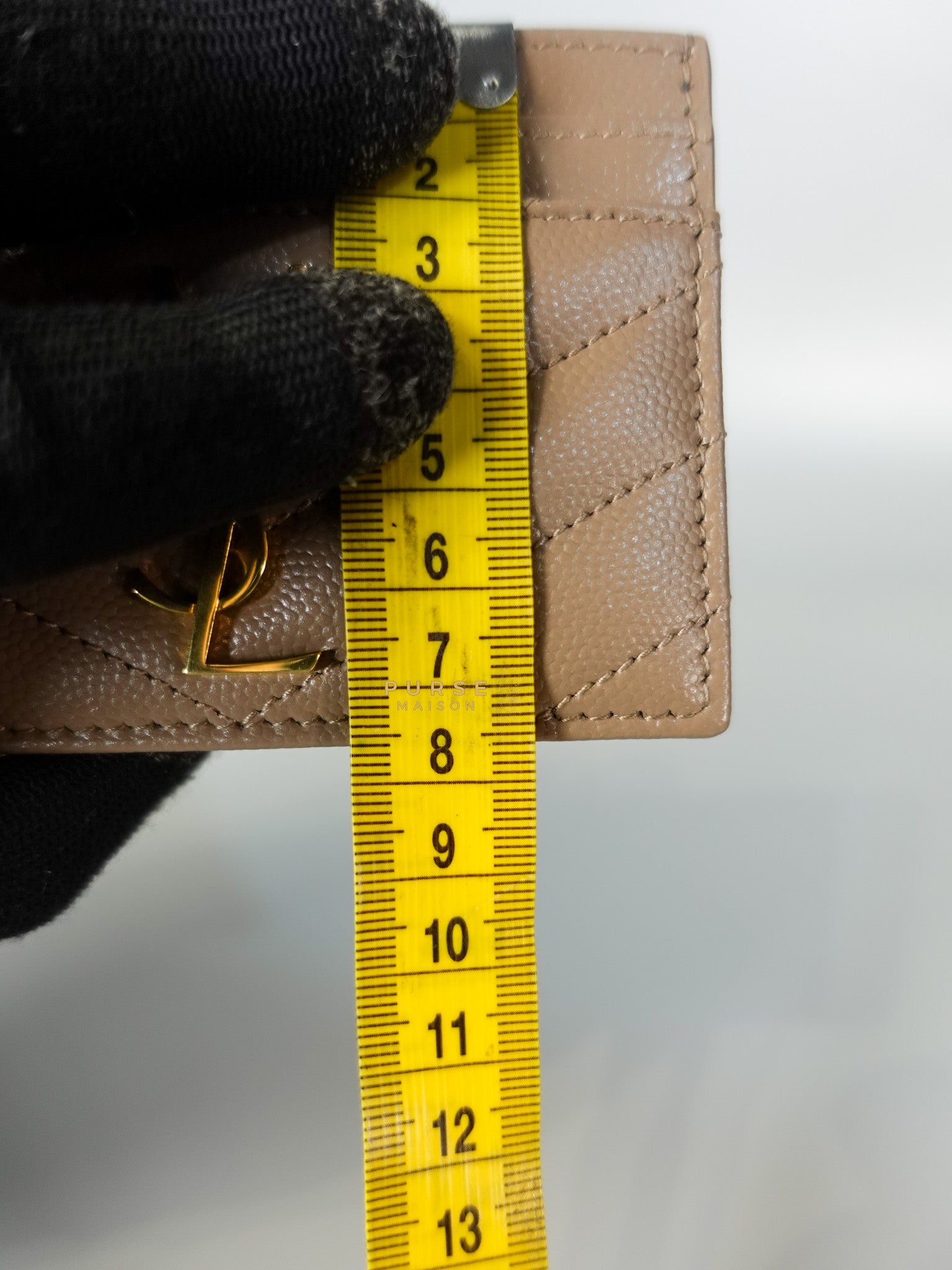 Matelasse Leather in Nude Monogram Card Holder | Purse Maison Luxury Bags Shop