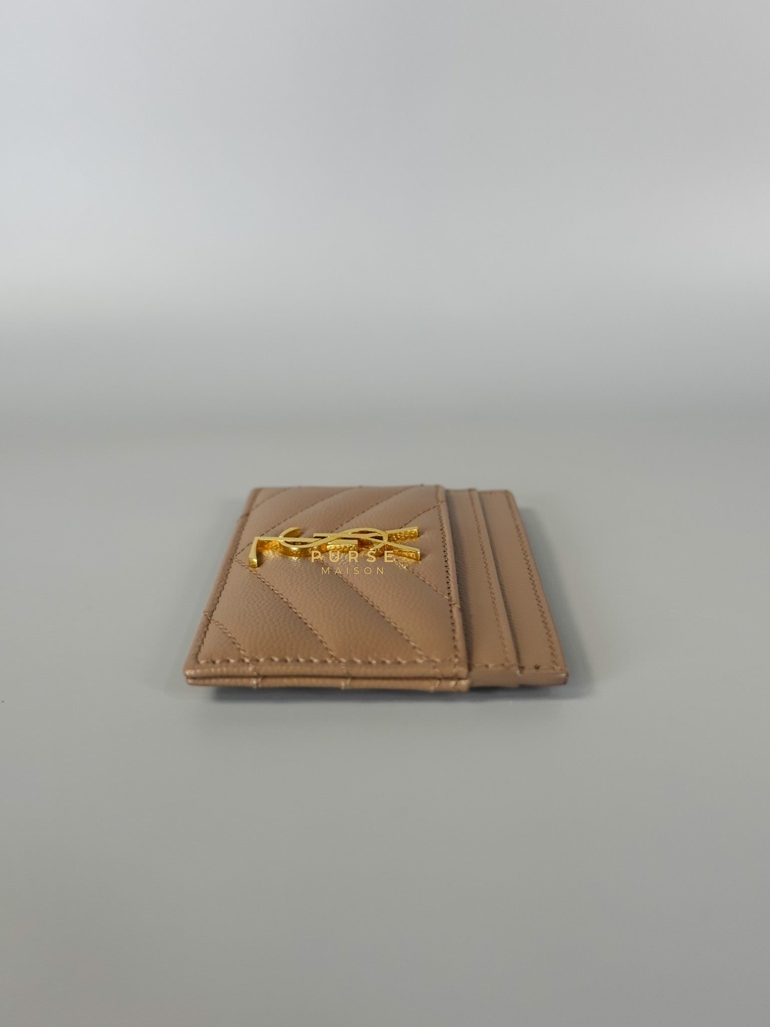 Matelasse Leather in Nude Monogram Card Holder | Purse Maison Luxury Bags Shop