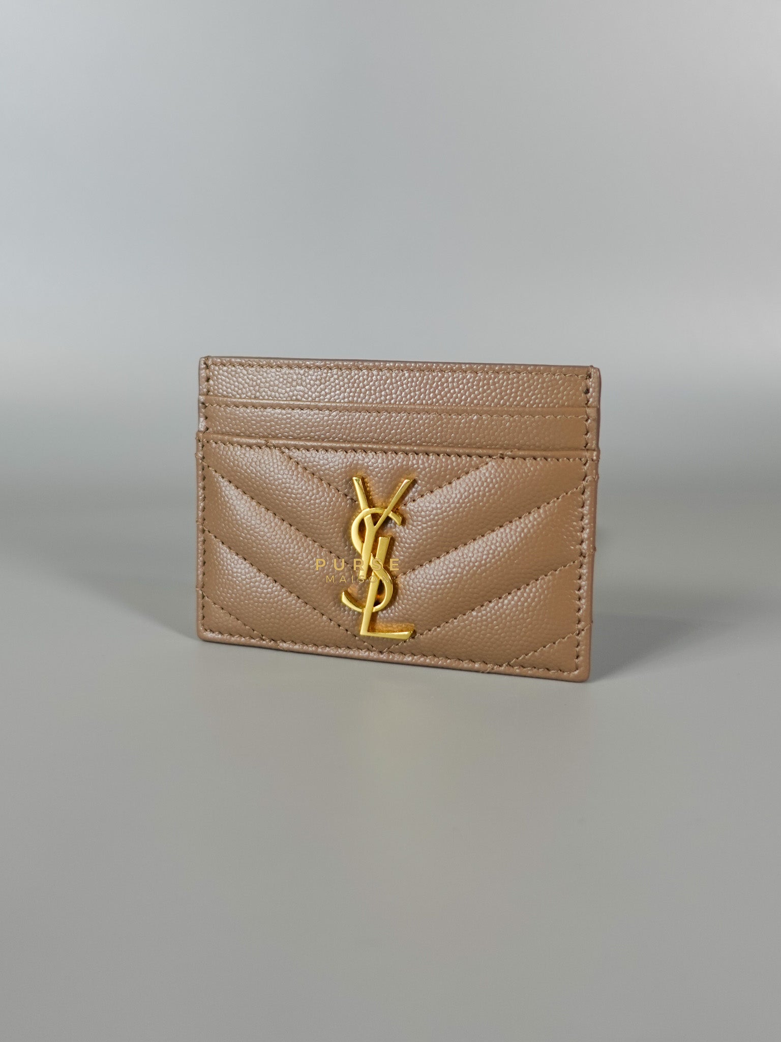 Matelasse Leather in Nude Monogram Card Holder | Purse Maison Luxury Bags Shop